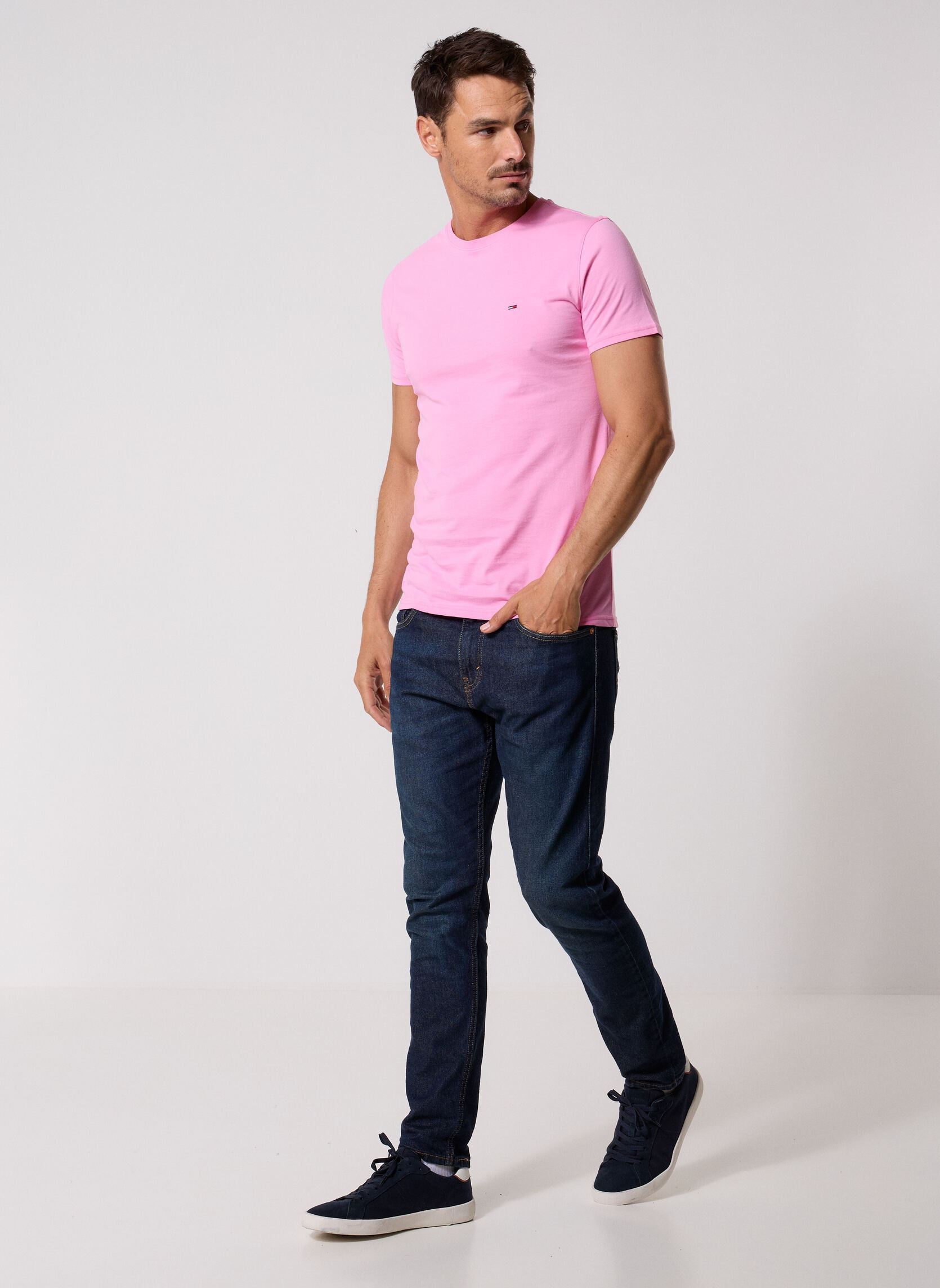 Tee-shirts manches courtes Tjm Xslim Jersey Tee homme rose Tommy Jeans Tee-shirts manches courtes Tjm Xslim Jersey Tee homme rose PINK DAISY