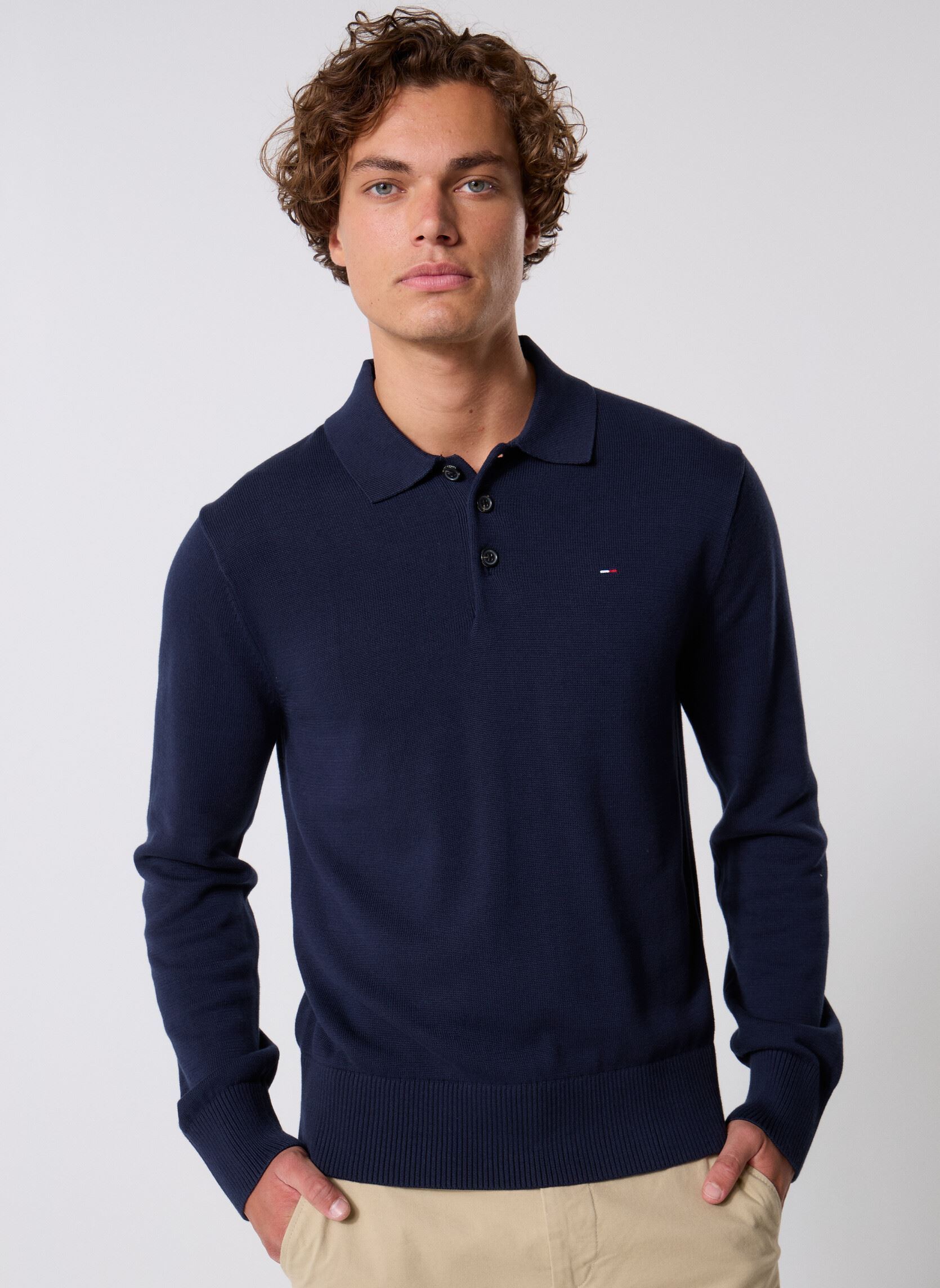 Pull polo droit en coton