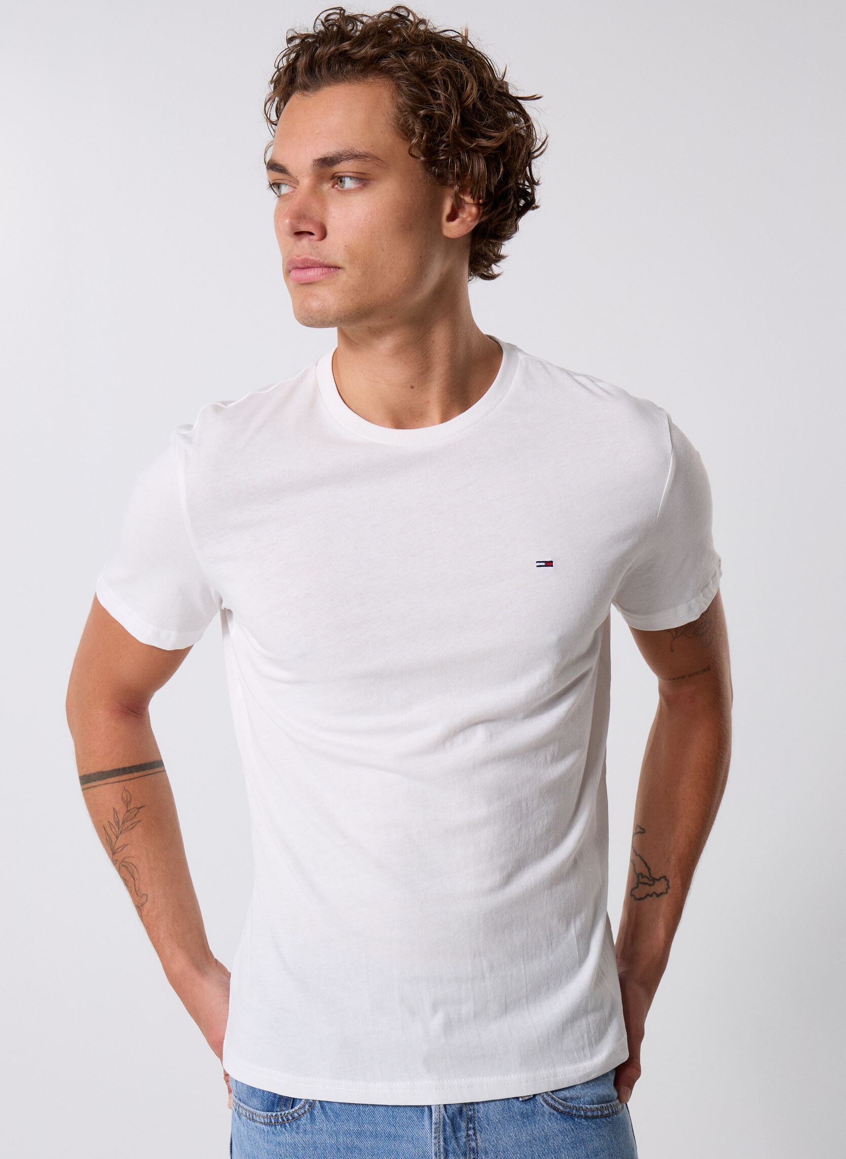 Tommy Jeans Homme TJM Xslim 3 Pack Tee Dm0dm21579 T Shirt / Ecru Night