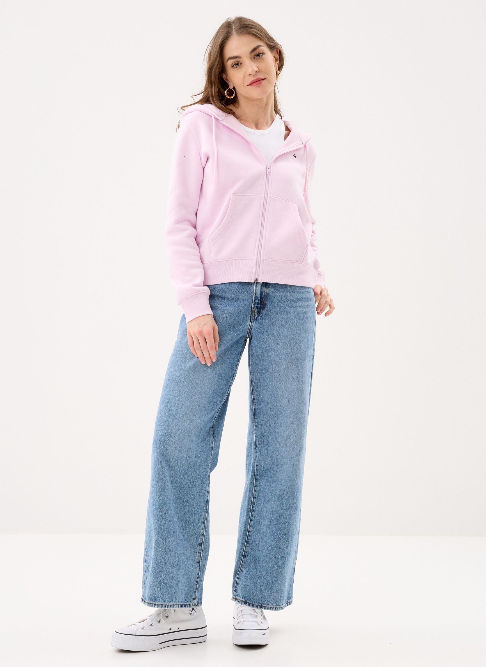 Sweaters met rits TJW REG S FLAG ZIP T dames roze Tommy Jeans Sweaters met rits TJW REG S FLAG ZIP T dames roze PEARLY PINK