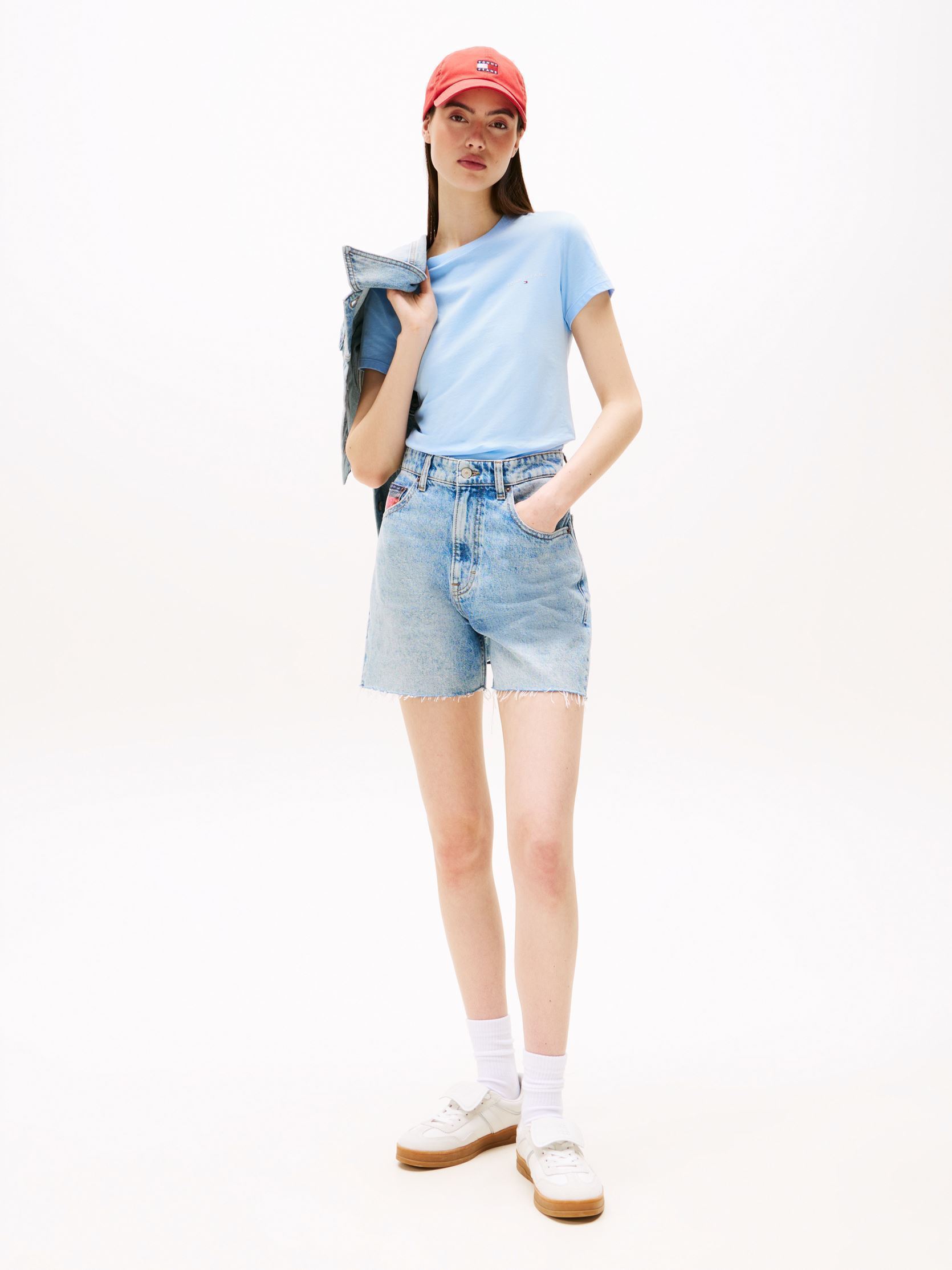 Kurzarm-T-Shirts TJW SLIM LINEAR SS T damen blau Tommy Jeans Kurzarm-T-Shirts TJW SLIM LINEAR SS T damen blau LIGHT POWDERY BLUE