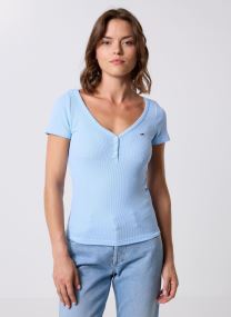 Kurzarm-T-Shirts TJW SLIM HENLEY WAFF damen blau