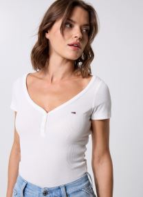 Kurzarm-T-Shirts TJW SLIM HENLEY WAFF S/S damen weiß Tommy Jeans Kurzarm-T-Shirts TJW SLIM HENLEY WAFF S/S damen weiß ECRU