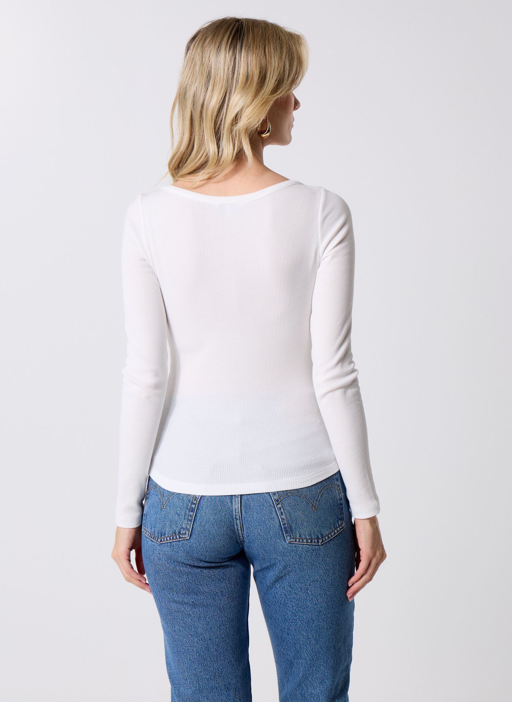 T-shirts met lange mouwen TJW SLIM HENLEY WAFF L/S dames wit Tommy Jeans T-shirts met lange mouwen TJW SLIM HENLEY WAFF L/S dames wit ECRU