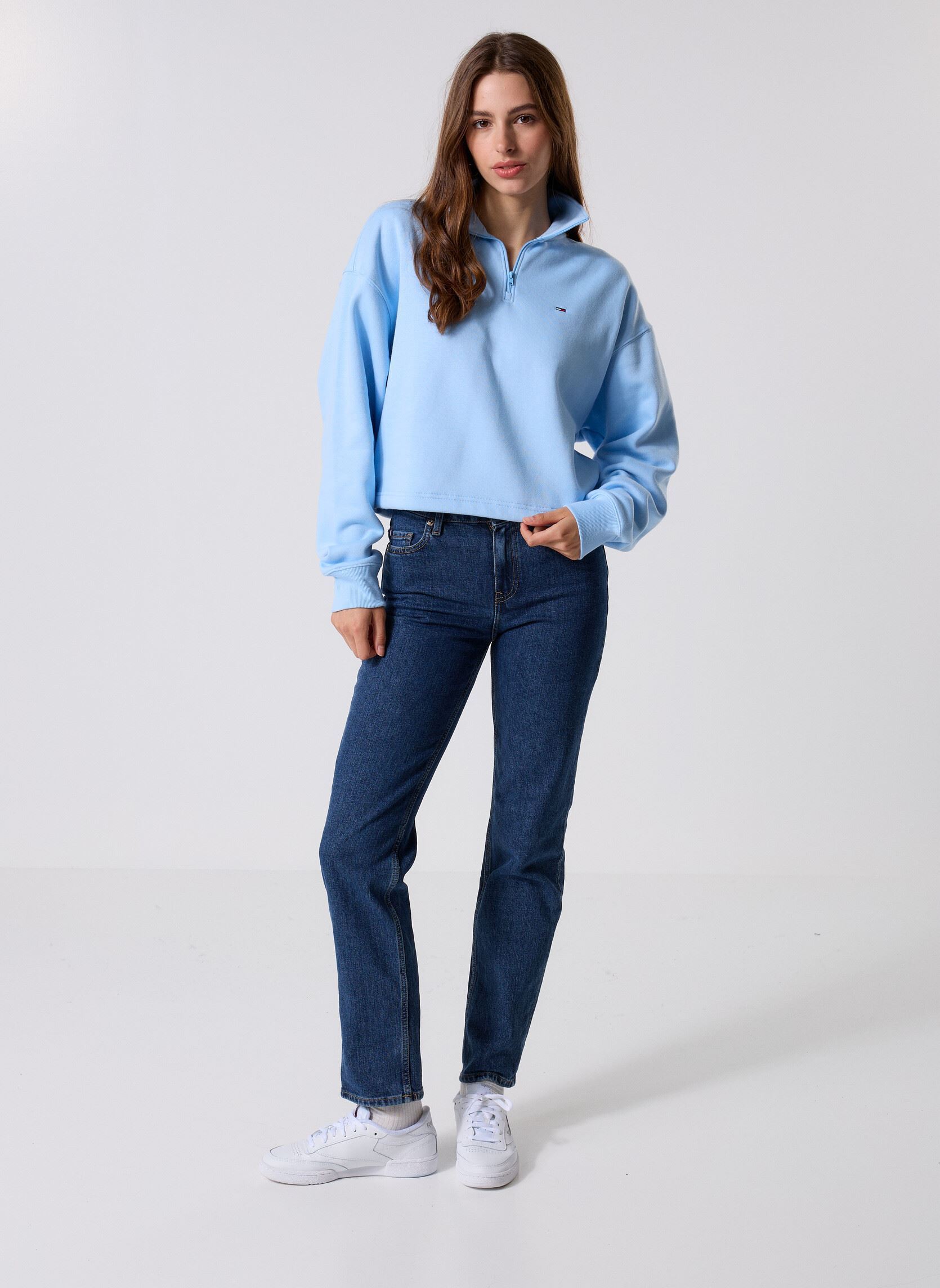 Sweats zippés TJW BXY CRP 1/4 ZIP femme bleu Tommy Jeans Sweats zippés TJW BXY CRP 1/4 ZIP femme bleu LIGHT POWDERY BLUE