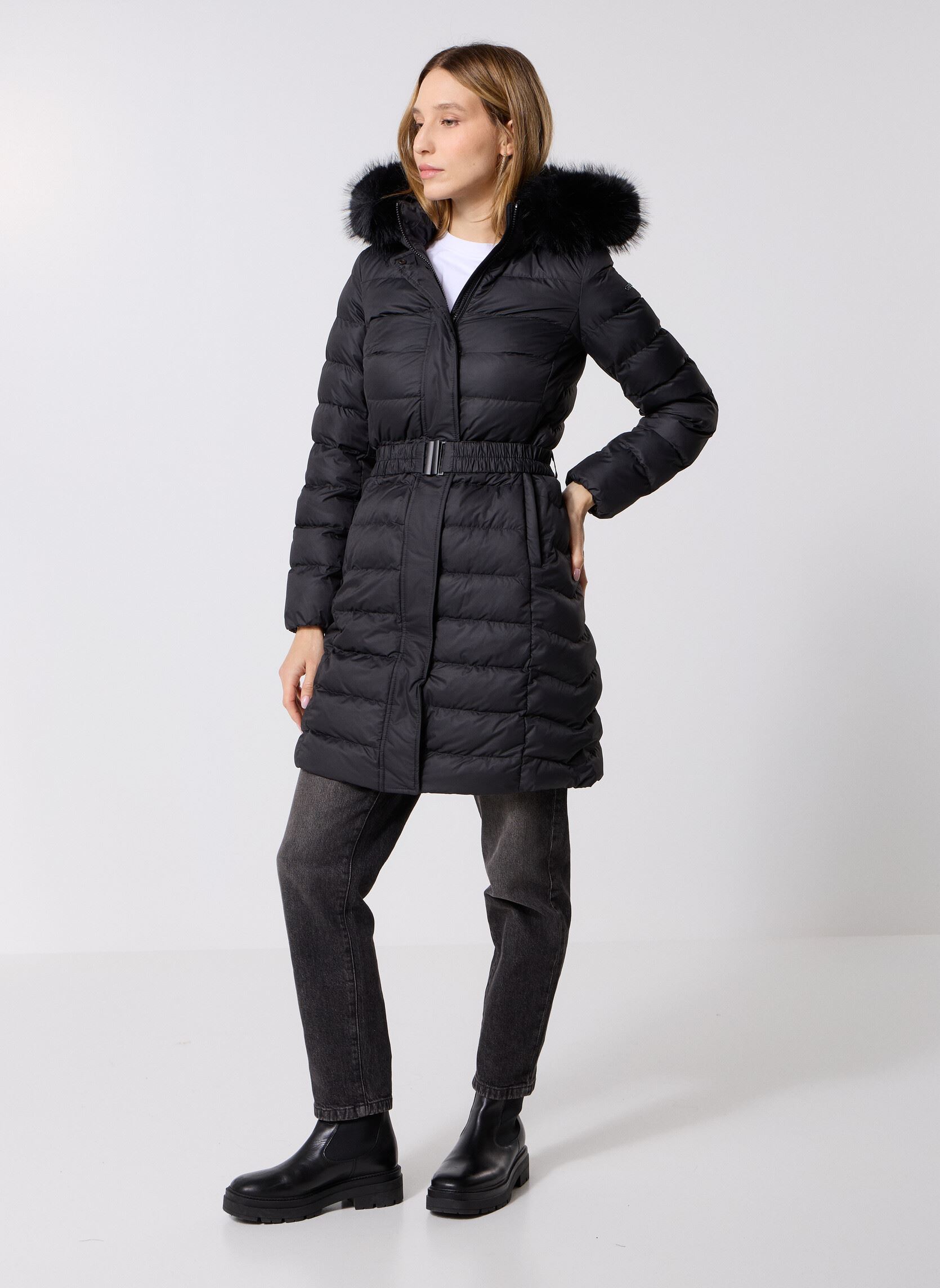 Mantels W CATRIA LONG JACKET dames zwart Geox Mantels W CATRIA LONG JACKET dames zwart NOIR