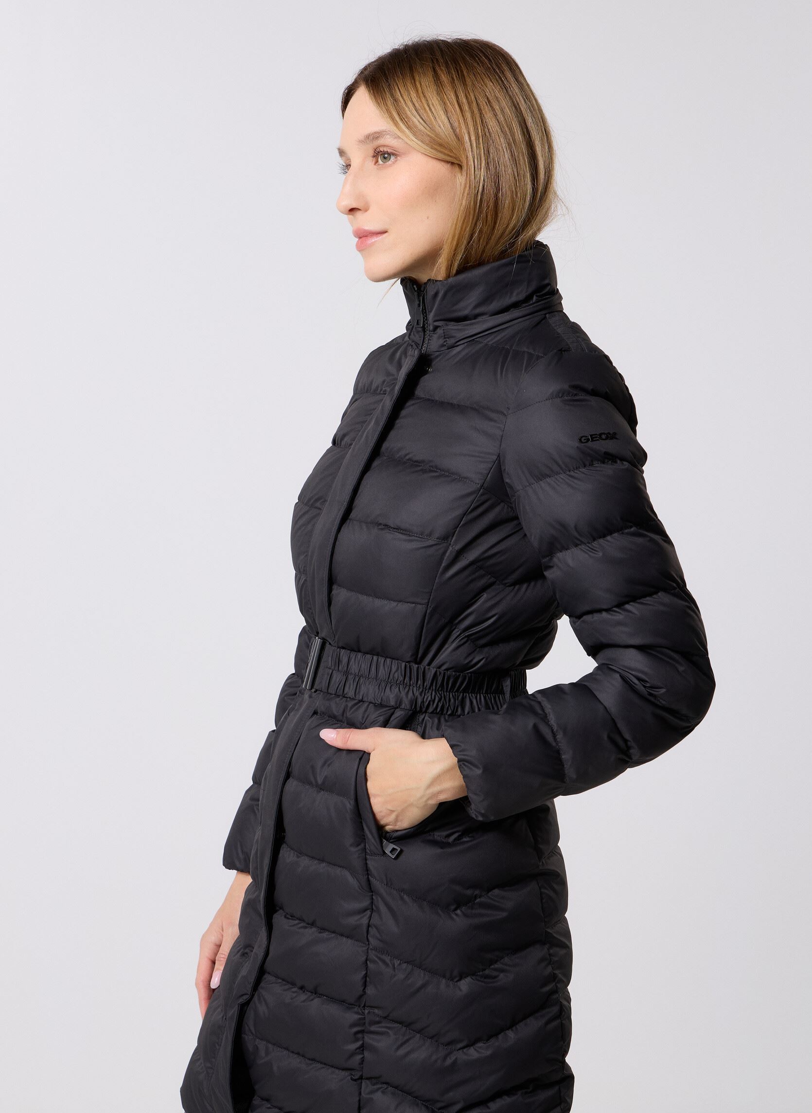 Mantels W CATRIA LONG JACKET dames zwart Geox Mantels W CATRIA LONG JACKET dames zwart NOIR