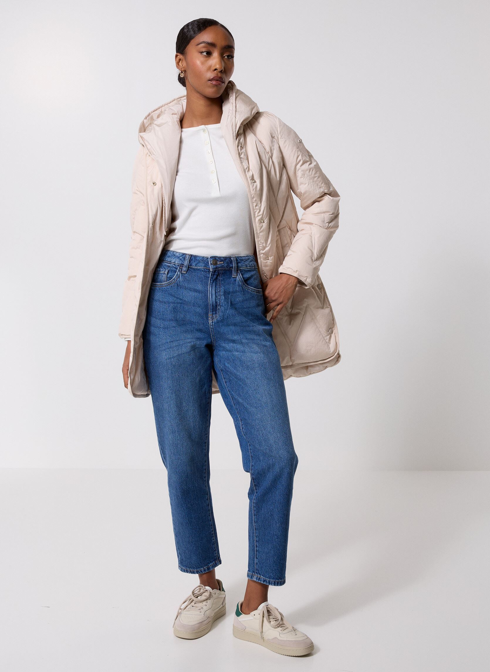 Mäntel W PLUMMERY LONG JKT damen grau Geox Mäntel W PLUMMERY LONG JKT damen grau MID MOONBEAM