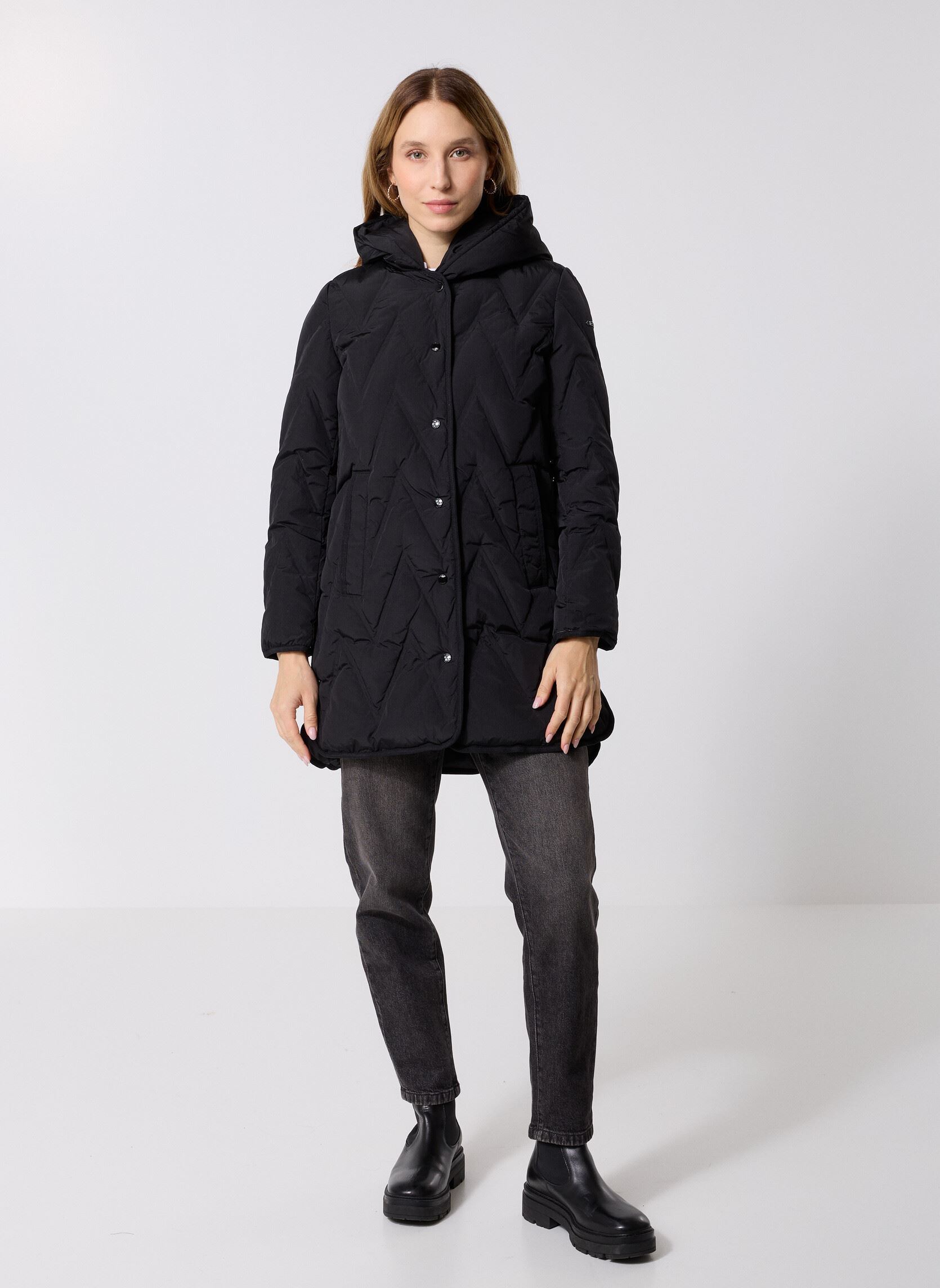 Mantels W PLUMMERY LONG JKT dames zwart Geox Mantels W PLUMMERY LONG JKT dames zwart NOIR