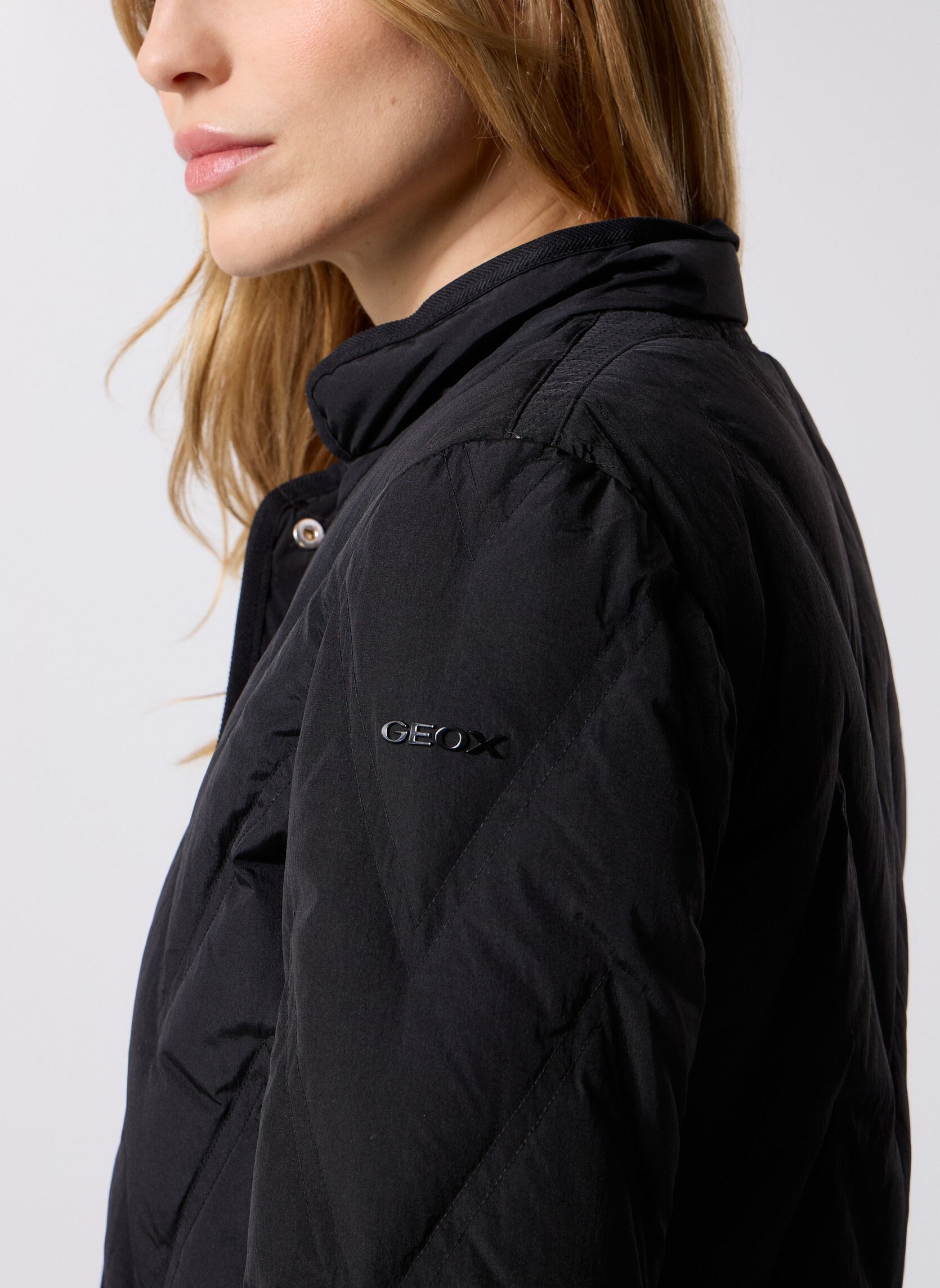 Mantels W PLUMMERY LONG JKT dames zwart Geox Mantels W PLUMMERY LONG JKT dames zwart NOIR