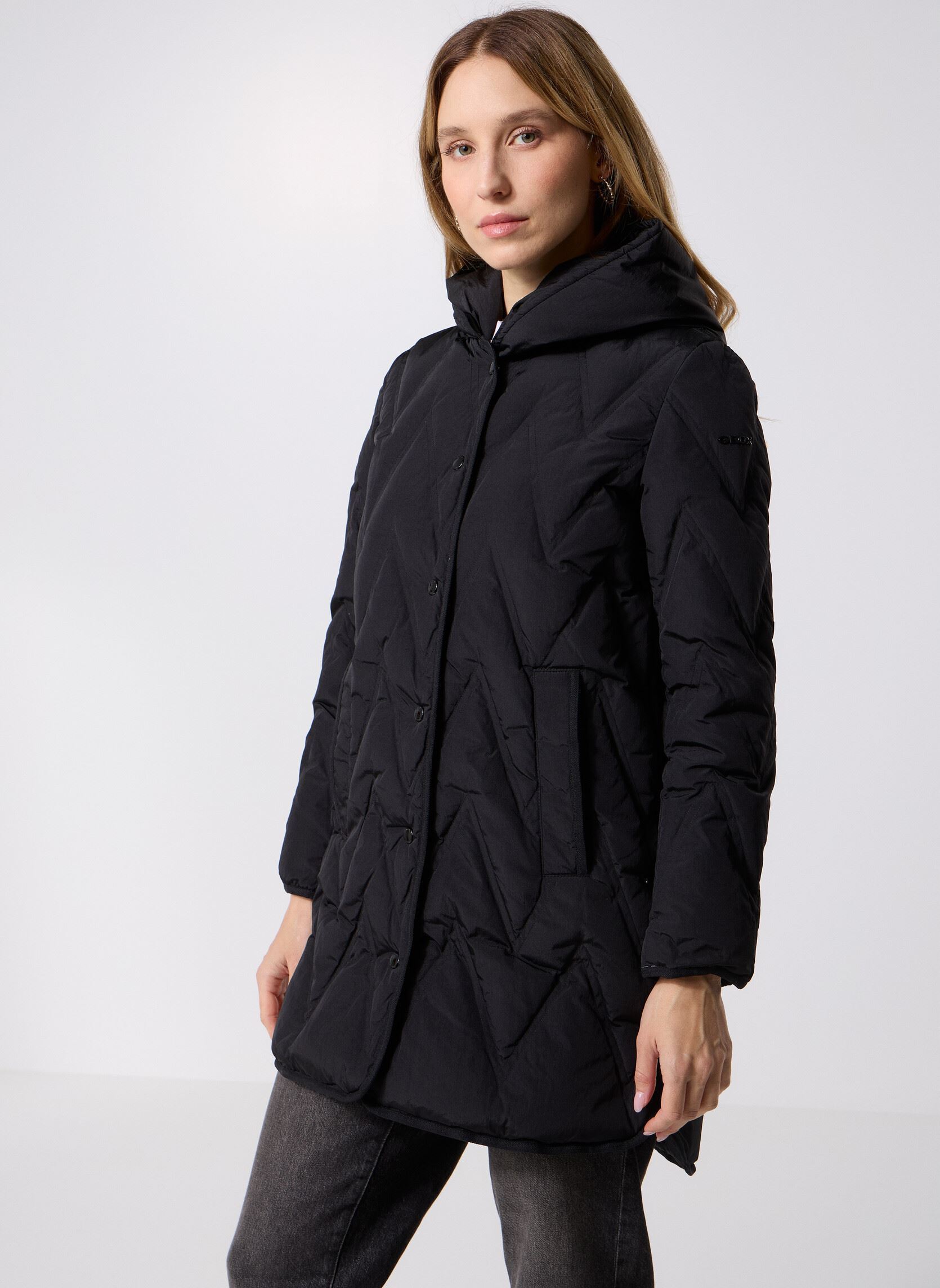 Vêtements Geox W PLUMMERY LONG JKT pour Accessoires
