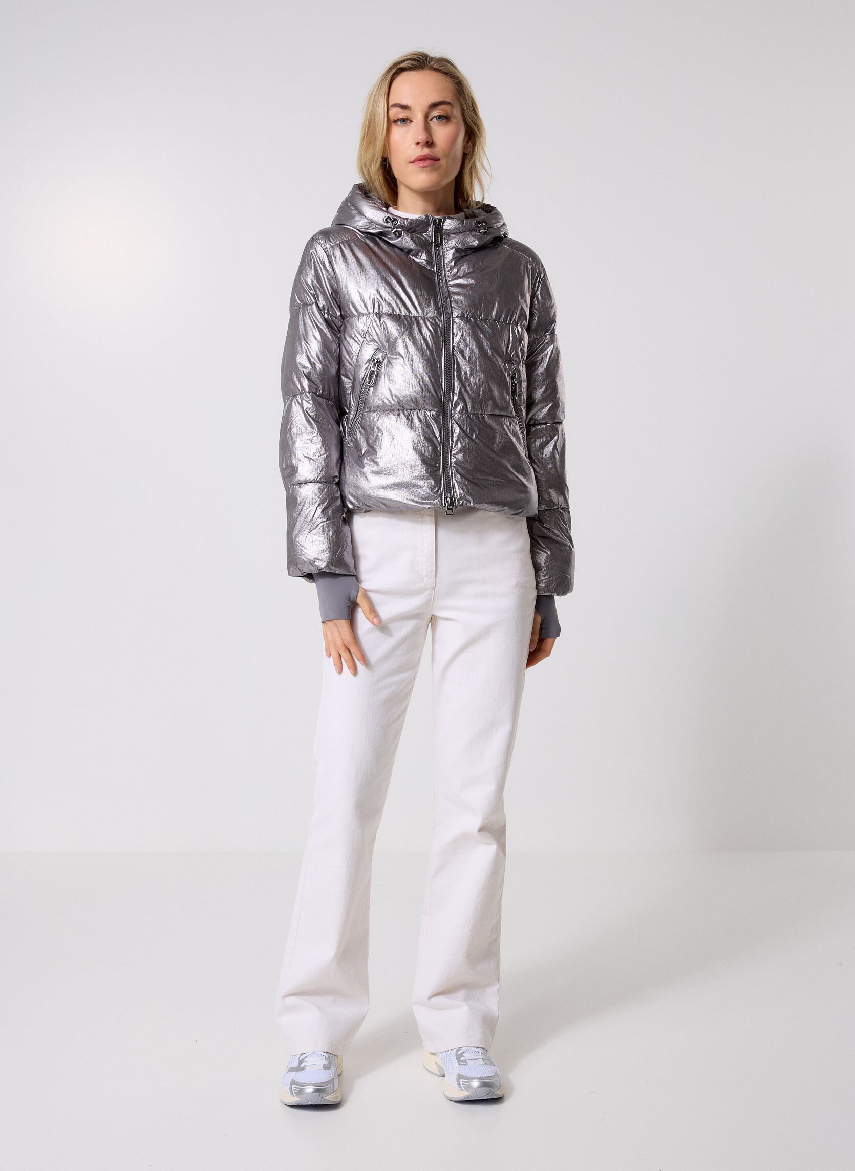 Daunenjacken W SPHERICA SLV. SHOR damen silber Geox Daunenjacken W SPHERICA SLV. SHOR damen silber GRIS METAL