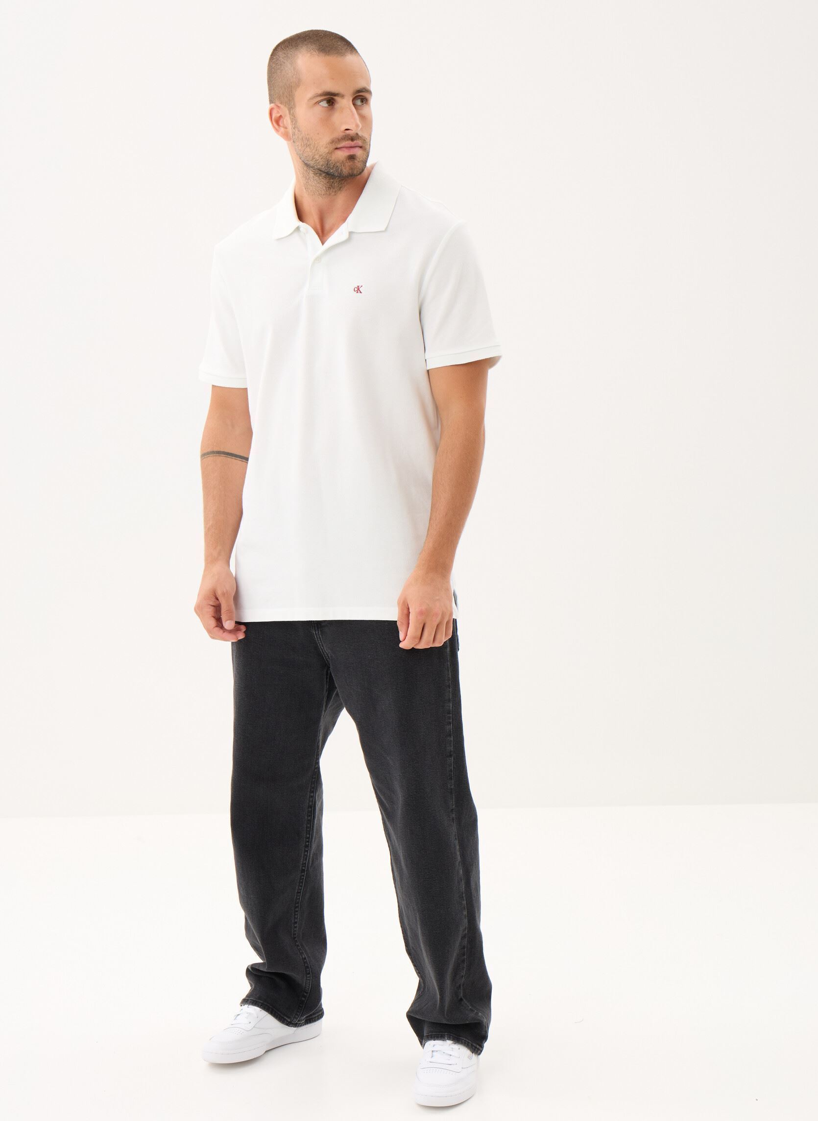 Polos manches courtes Ss Monogram Pique Po LV040EM269 homme blanc Calvin Klein Jeans Polos manches courtes Ss Monogram Pique Po LV040EM269 homme blanc Blanc De Blanc