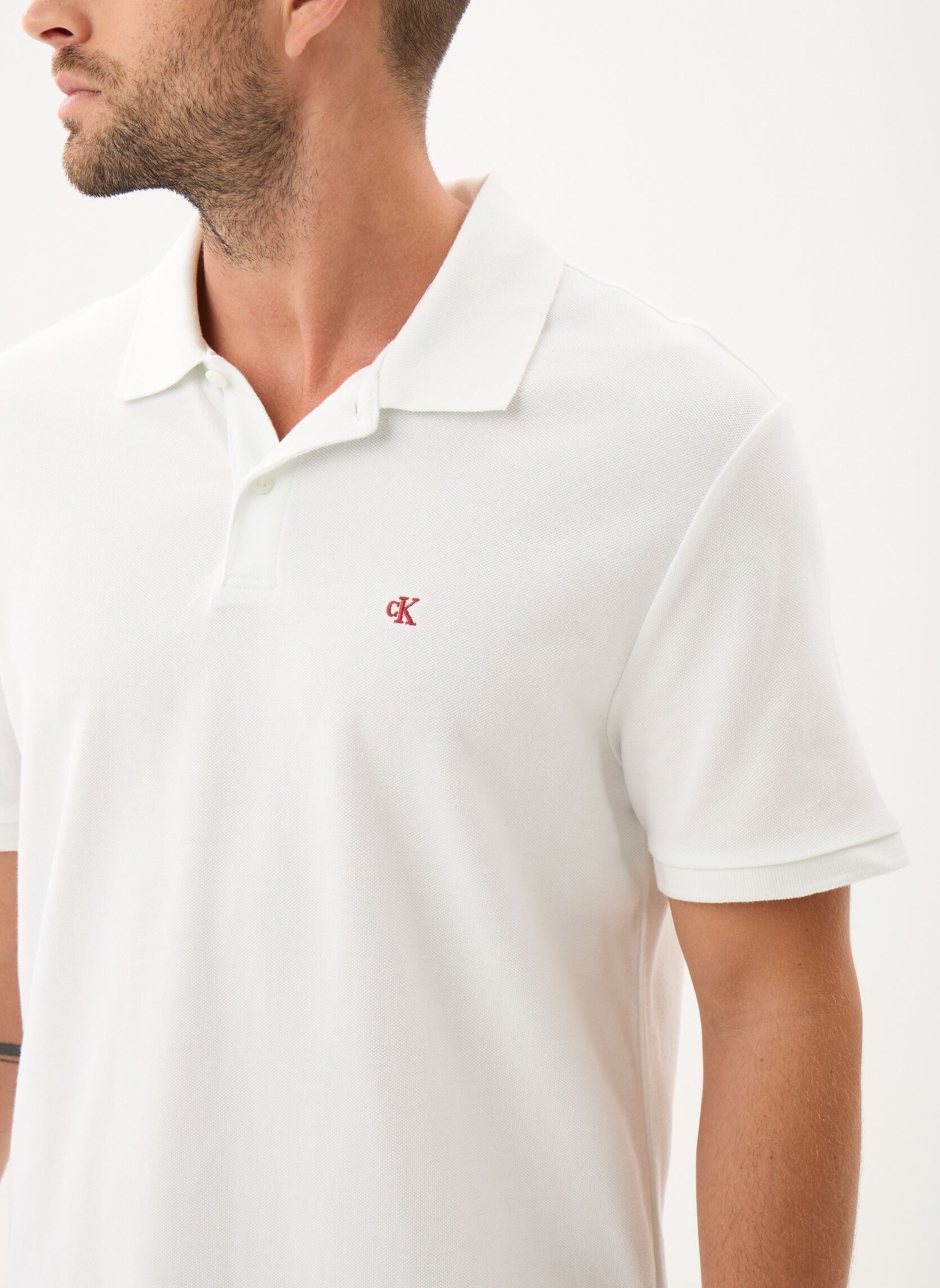 Polos manches courtes Ss Monogram Pique Po LV040EM269 homme blanc Calvin Klein Jeans Polos manches courtes Ss Monogram Pique Po LV040EM269 homme blanc Blanc De Blanc