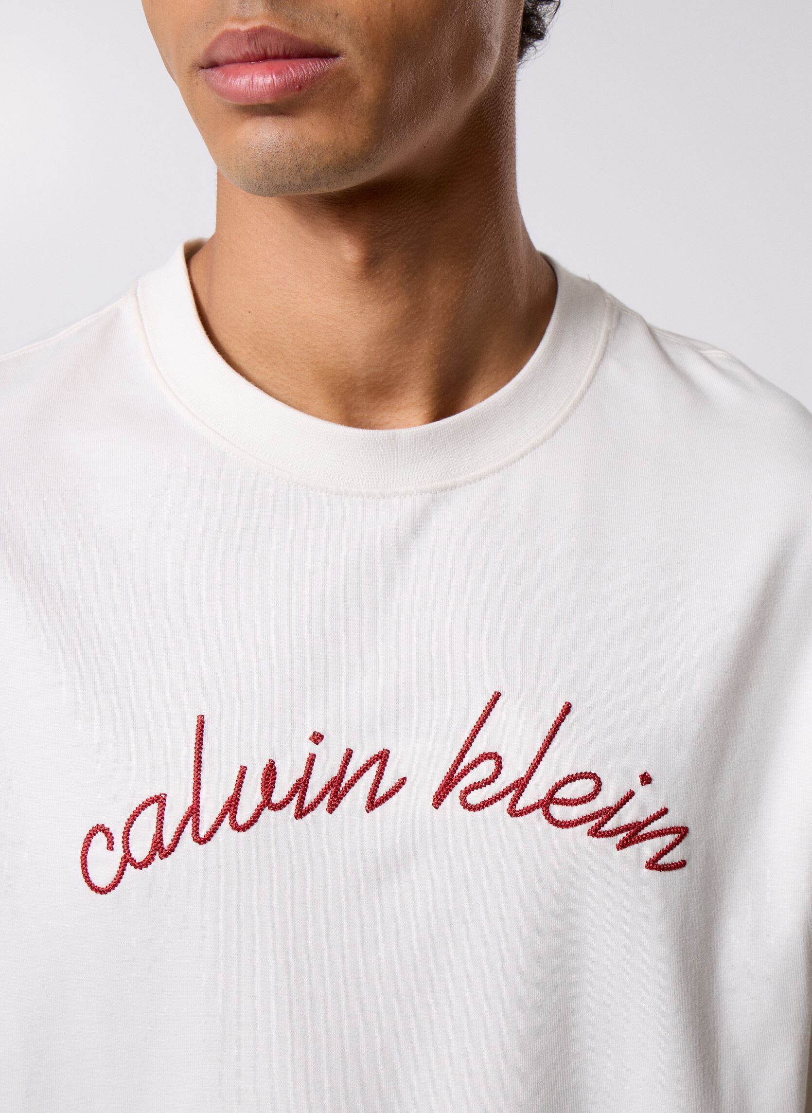 Tee-shirts manches courtes Ss Cntr Chn Sttch 16 LV04RC225G homme blanc Calvin Klein Jeans Tee-shirts manches courtes Ss Cntr Chn Sttch 16 LV04RC225G homme blanc TOFU