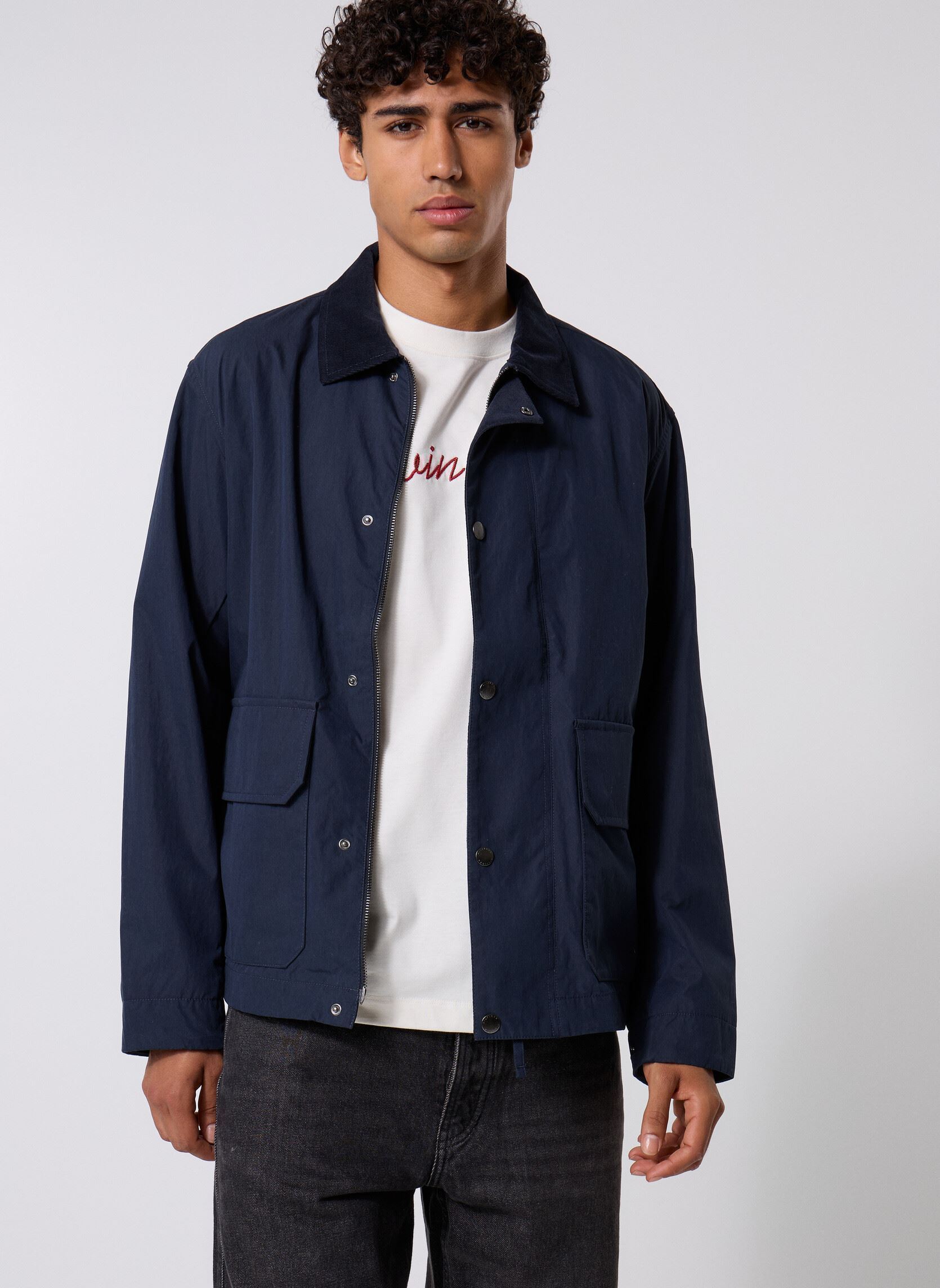 Blouson droit en coton mélangé