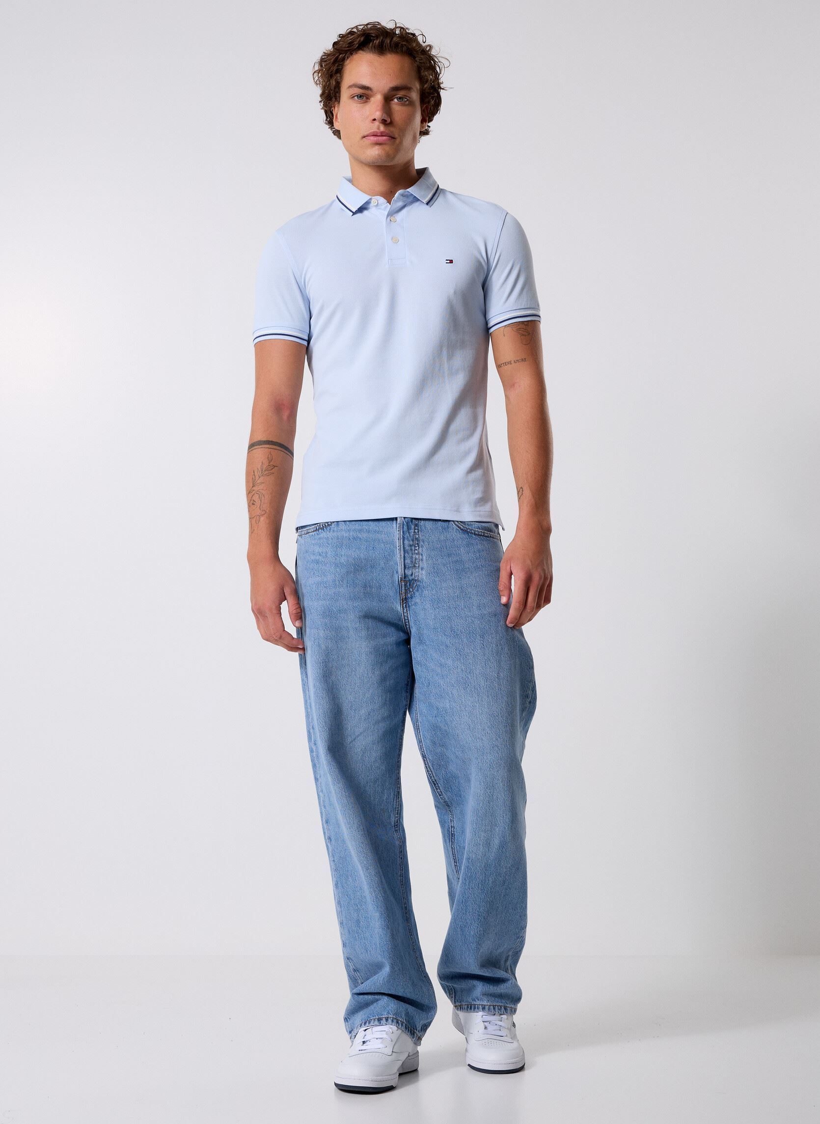 Polos manches courtes TIPPED SLIM FIT SEAS MW0MW39993C1O homme bleu Tommy Hilfiger Polos manches courtes TIPPED SLIM FIT SEAS MW0MW39993C1O homme bleu BREEZY BLUE