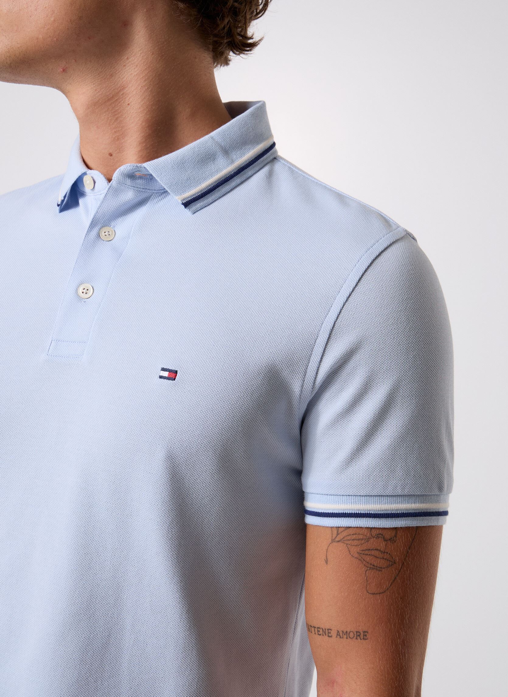 Polos manches courtes TIPPED SLIM FIT SEAS MW0MW39993C1O homme bleu Tommy Hilfiger Polos manches courtes TIPPED SLIM FIT SEAS MW0MW39993C1O homme bleu BREEZY BLUE