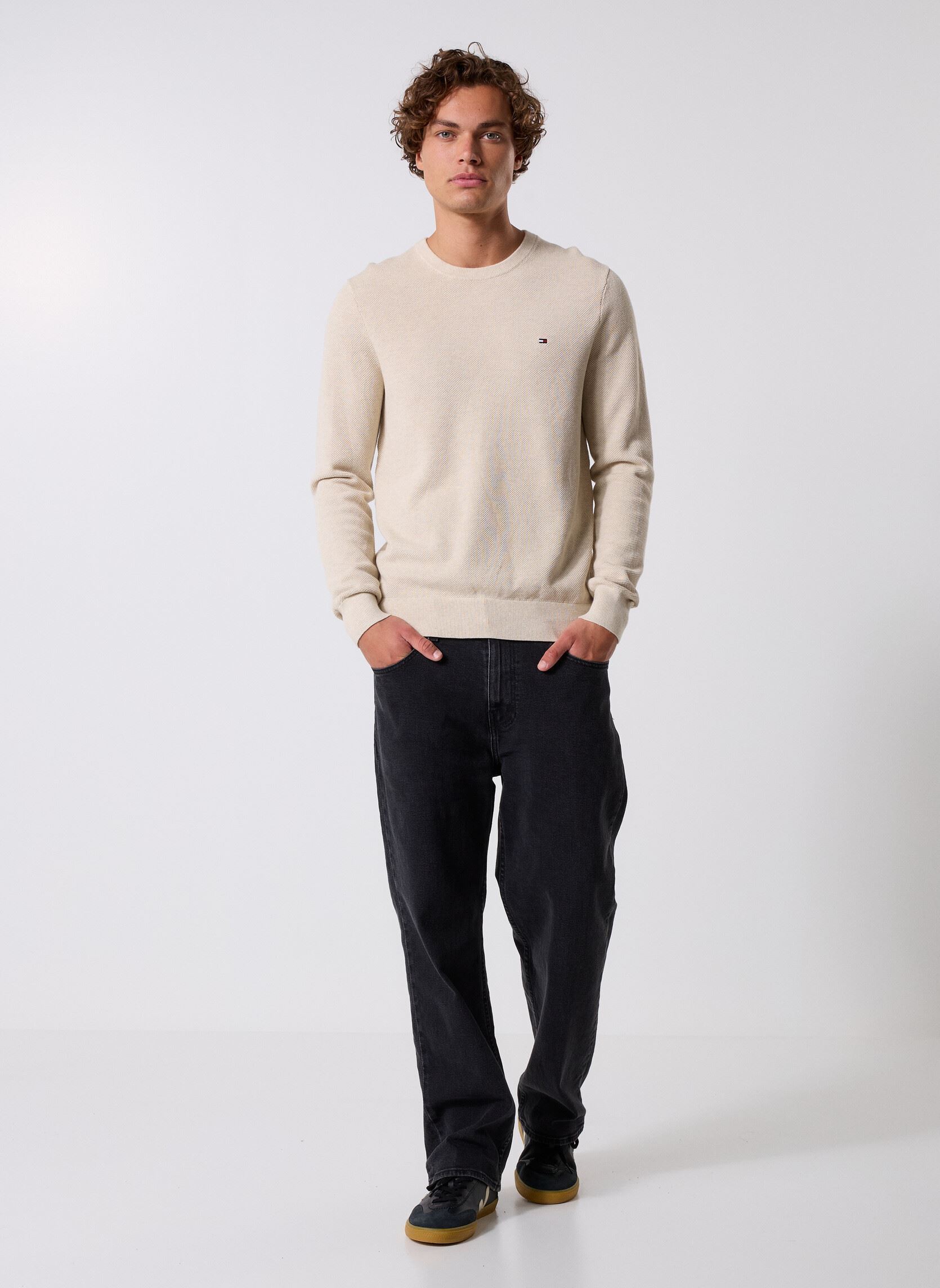 Truien Essential Structure MW0MW36347HGF heren beige Tommy Hilfiger Truien Essential Structure MW0MW36347HGF heren beige HEATHERED OATMILK