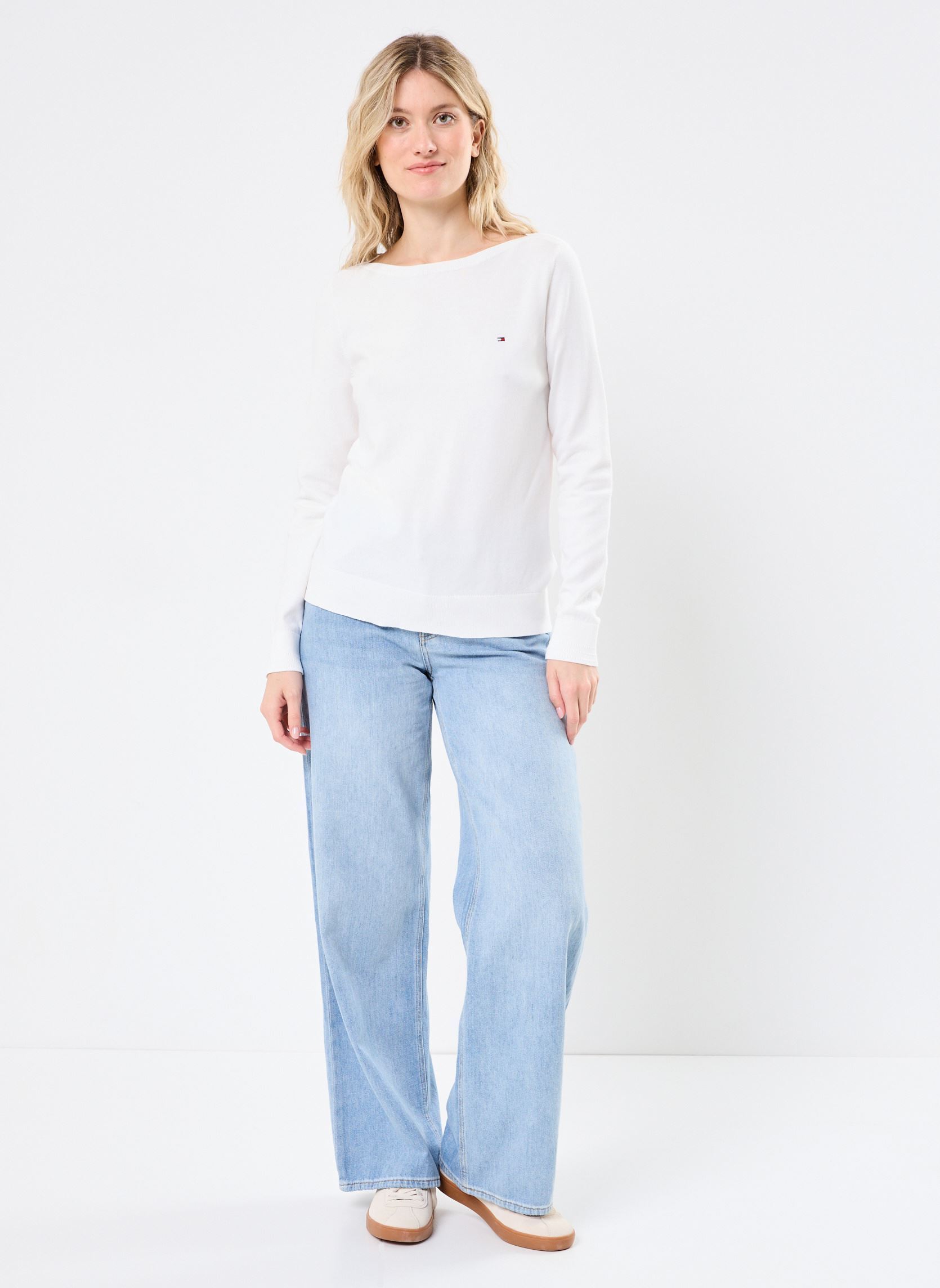 Pullover Co Jersey Stitch Boa WW0WW42050YBL damen weiß Tommy Hilfiger Pullover Co Jersey Stitch Boa WW0WW42050YBL damen weiß ECRU
