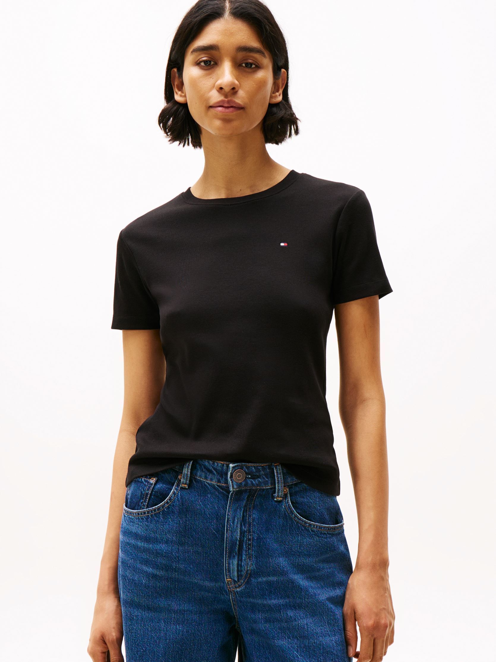 Tee-shirts manches courtes Slim Cody V-Nk Ss WW0WW40587BDS femme noir Tommy Hilfiger Tee-shirts manches courtes Slim Cody V-Nk Ss WW0WW40587BDS femme noir Black