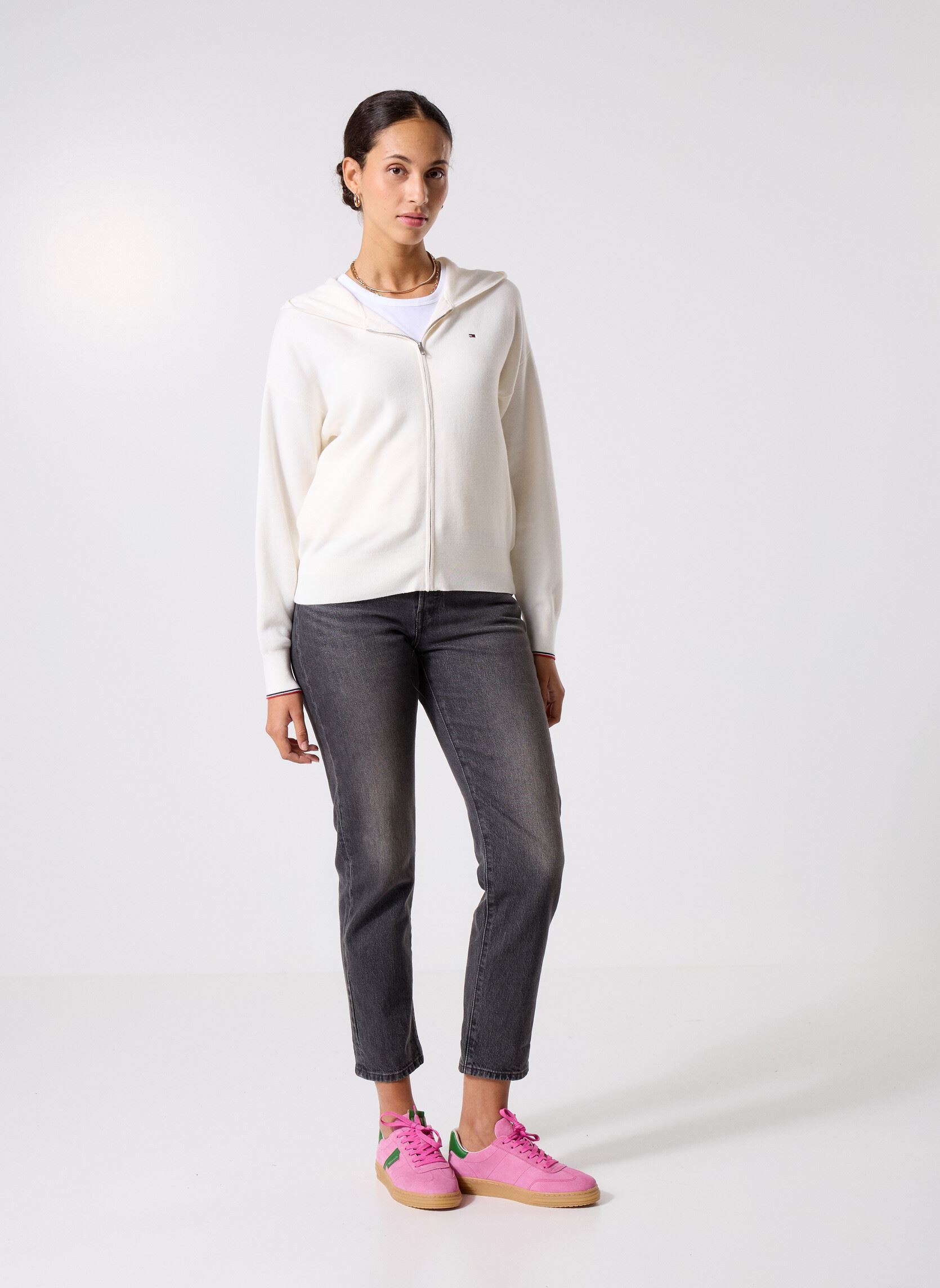 Gilets Co Jersey Stitch Zip WW0WW4201804R femme blanc Tommy Hilfiger Gilets Co Jersey Stitch Zip WW0WW4201804R femme blanc IVORY SILK STP GS