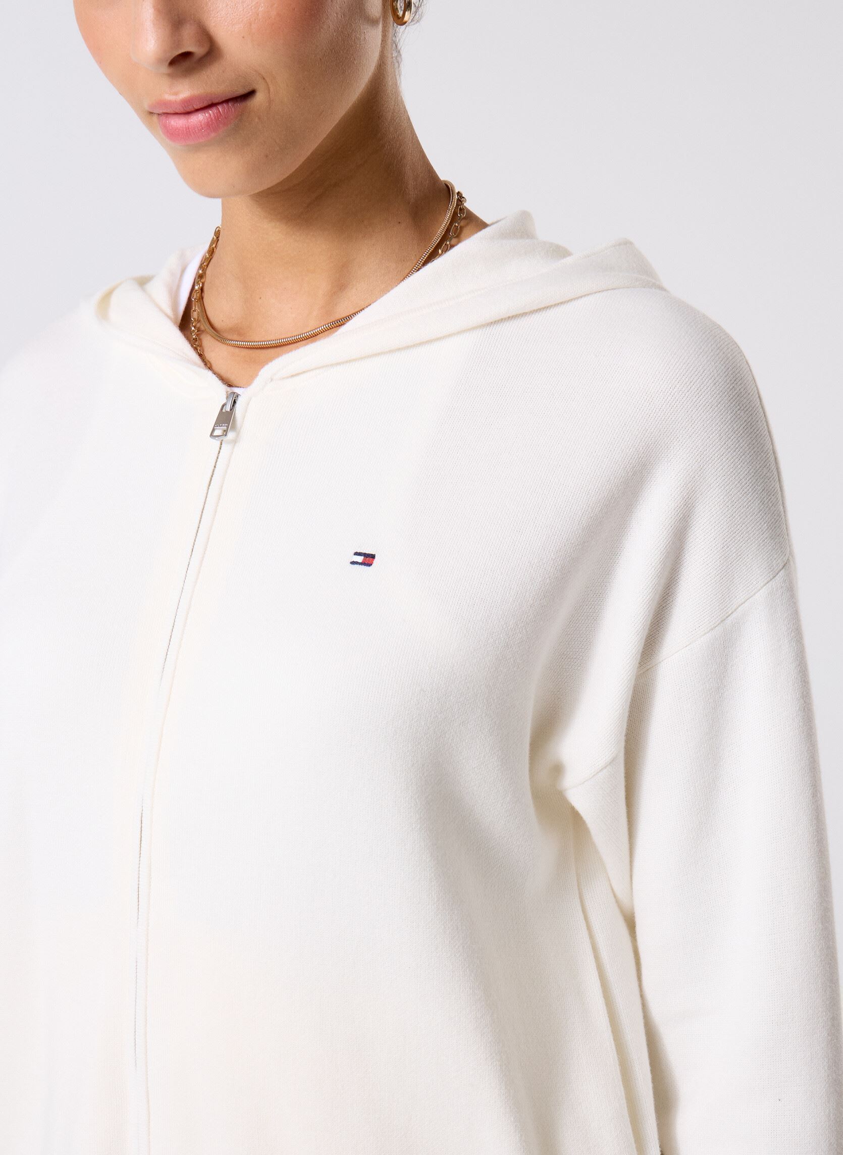 Gilets Co Jersey Stitch Zip WW0WW4201804R femme blanc Tommy Hilfiger Gilets Co Jersey Stitch Zip WW0WW4201804R femme blanc IVORY SILK STP GS