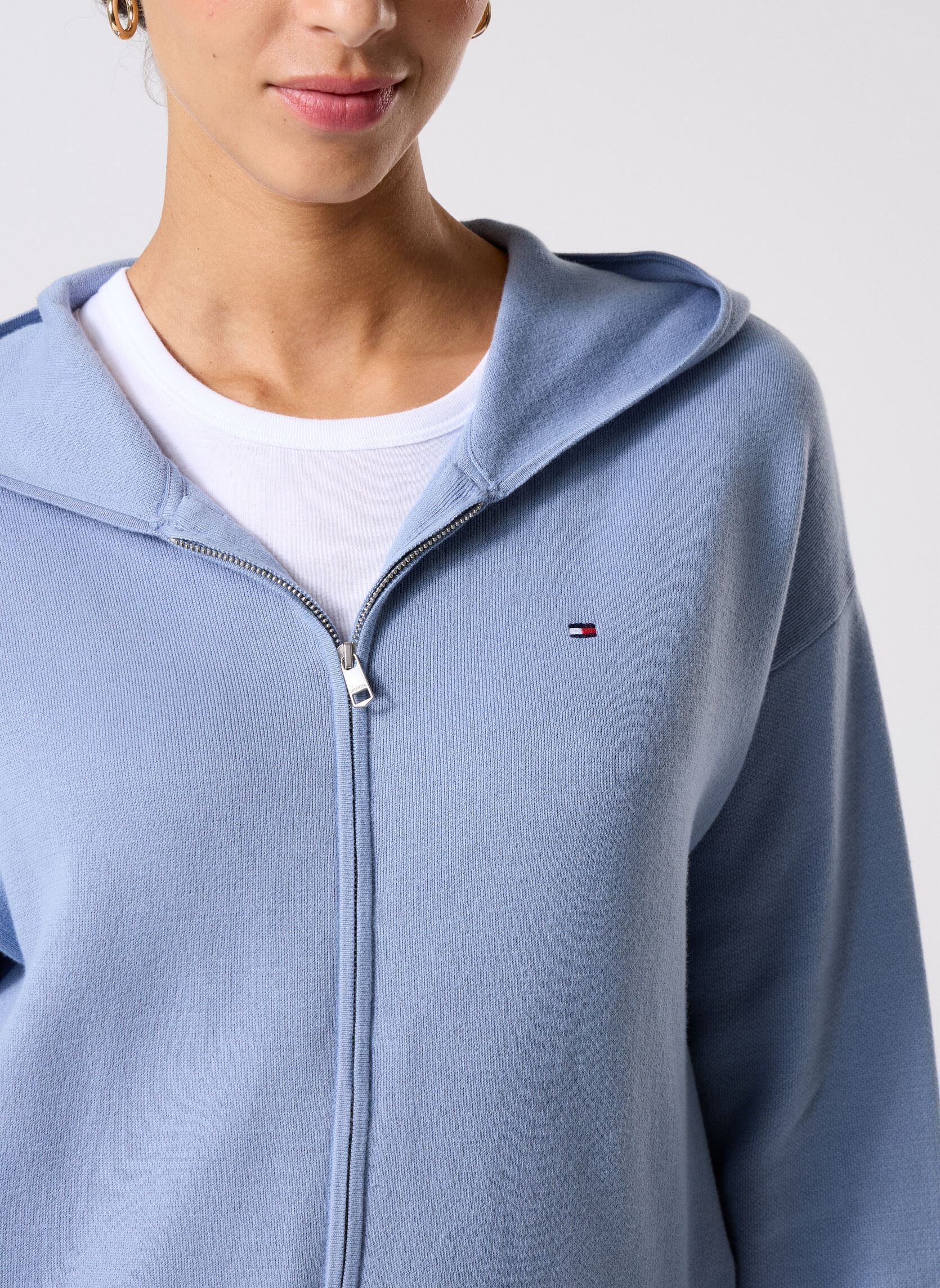 Gilets Co Jersey Stitch Zip WW0WW42018C2B femme bleu Tommy Hilfiger Gilets Co Jersey Stitch Zip WW0WW42018C2B femme bleu BRISK BLUE