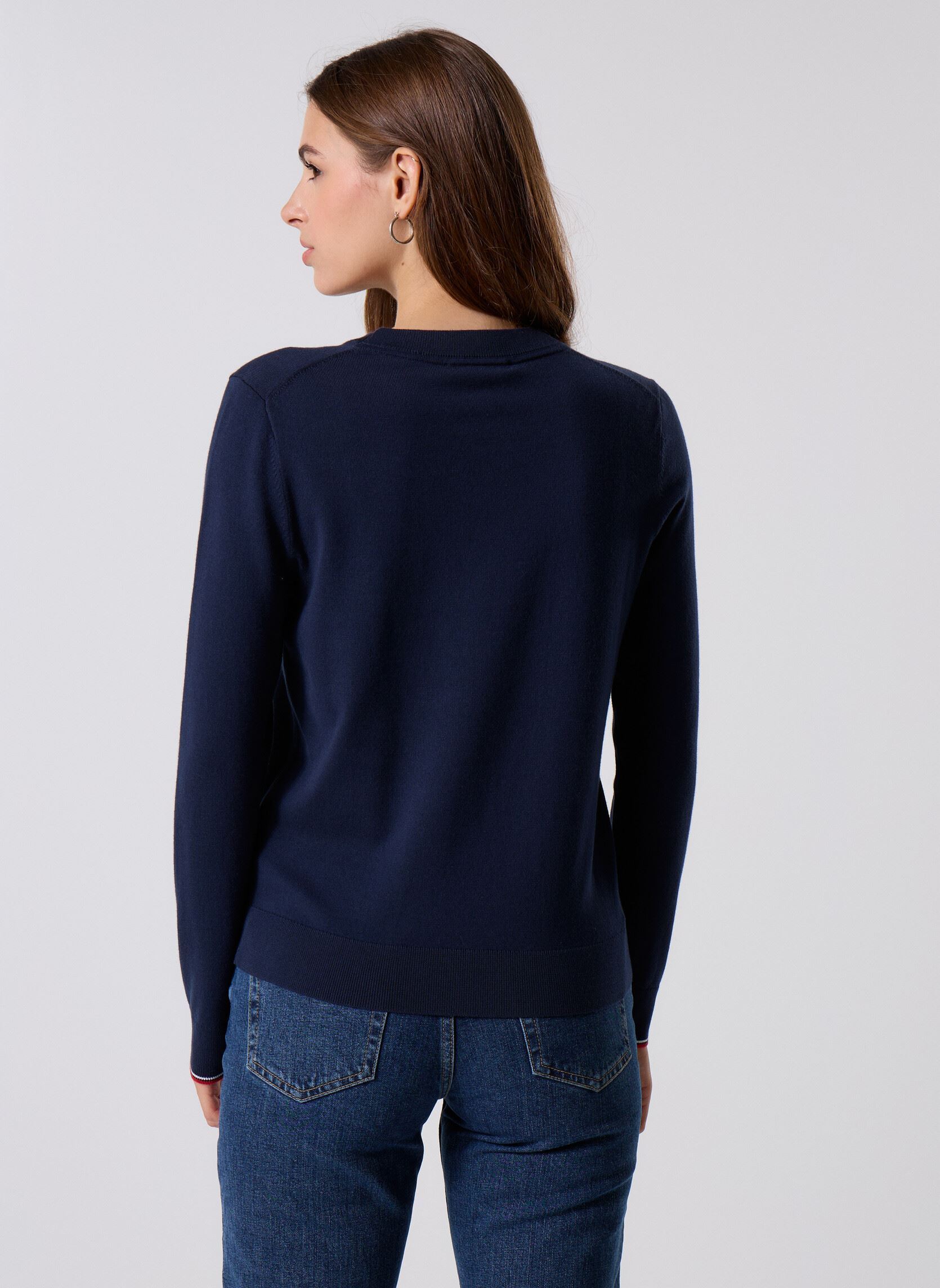 Tommy Hilfiger Pulls Co Jersey Stitch Ls WW0WW449840YF femme bleu ...