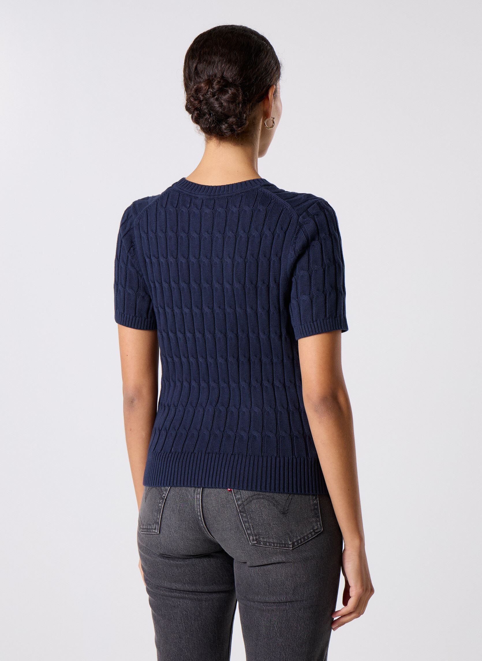 Pulls Co Cable Mid Gg S/S WW0WW45656C1G femme bleu Tommy Hilfiger Pulls Co Cable Mid Gg S/S WW0WW45656C1G femme bleu DARK NIGHT NAVY