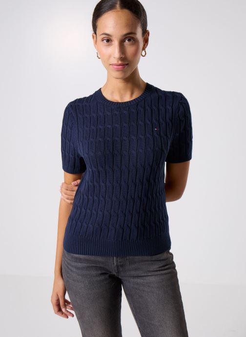 Tommy Hilfiger Pulls Co Cable Mid Gg S/S WW0WW45656C1G femme bleu