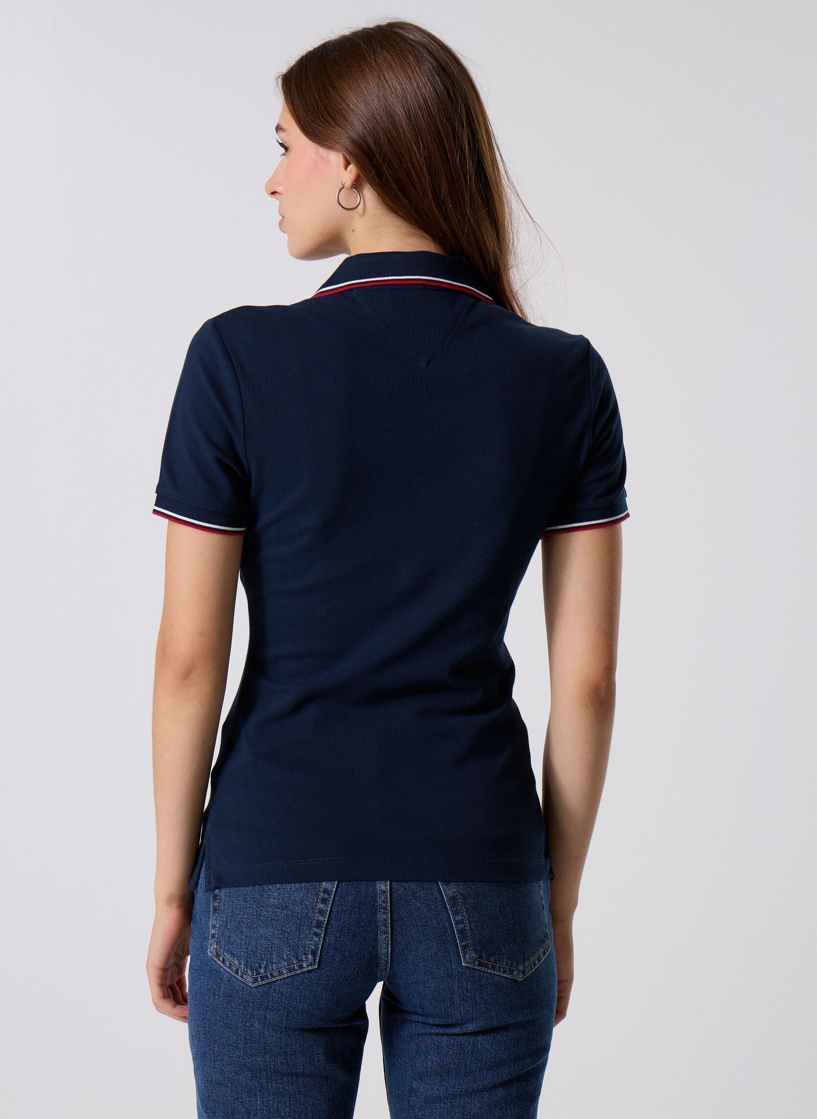 Polo a maniche corte RwbTip Slim Open S/ WW0WW45736C1G donna blu Tommy Hilfiger Polo a maniche corte RwbTip Slim Open S/ WW0WW45736C1G donna blu DARK NIGHT NAVY