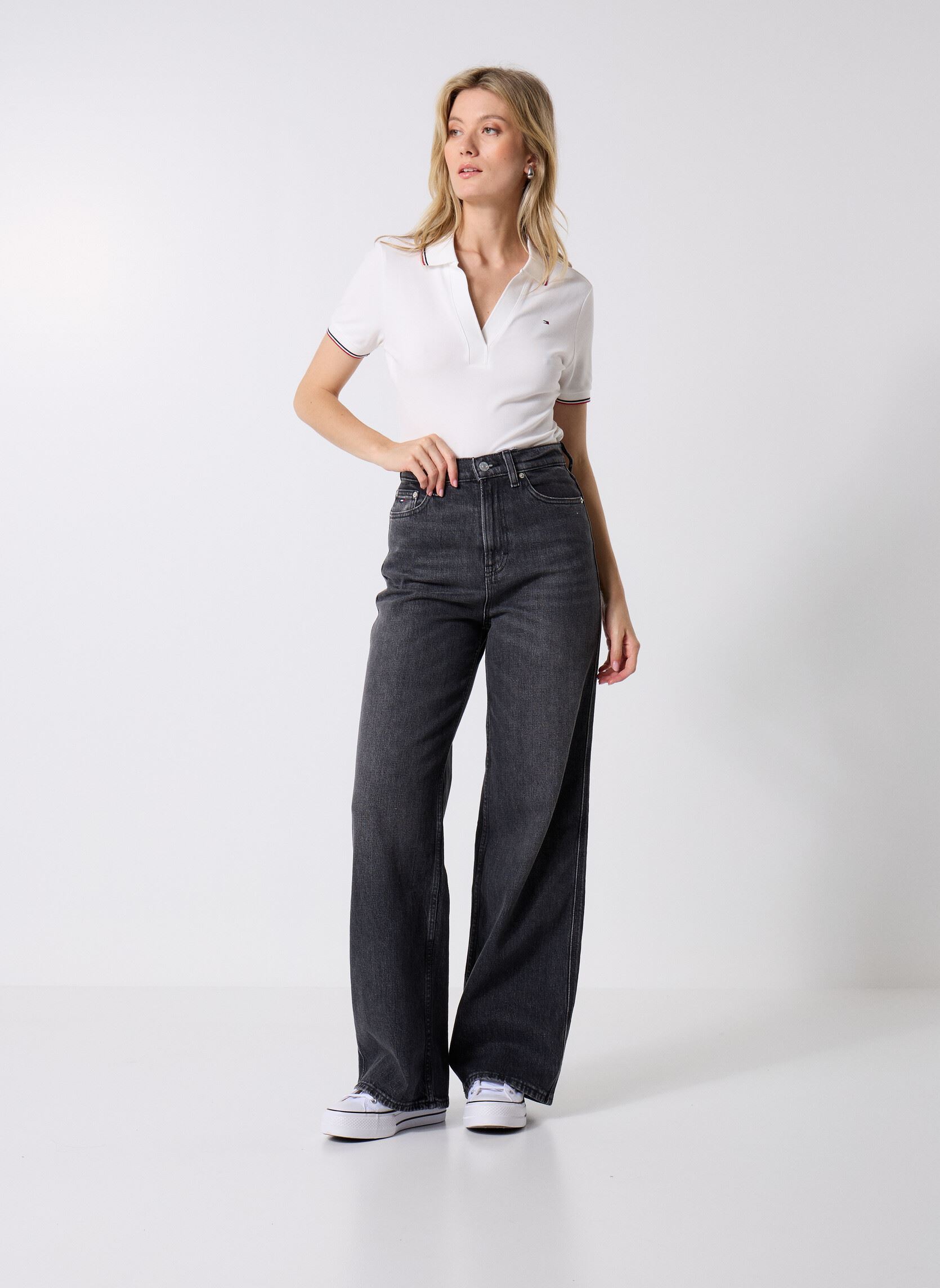Kurzarm-Poloshirts RwbTip Slim Open S/ WW0WW45736YBL damen weiß Tommy Hilfiger Kurzarm-Poloshirts RwbTip Slim Open S/ WW0WW45736YBL damen weiß ECRU