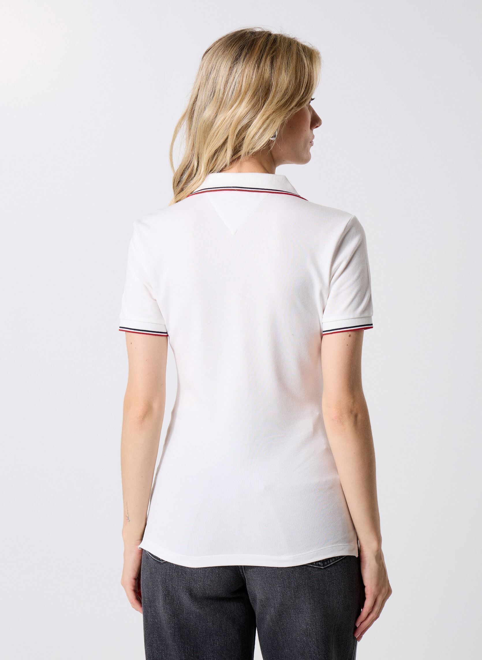 Kurzarm-Poloshirts RwbTip Slim Open S/ WW0WW45736YBL damen weiß Tommy Hilfiger Kurzarm-Poloshirts RwbTip Slim Open S/ WW0WW45736YBL damen weiß ECRU