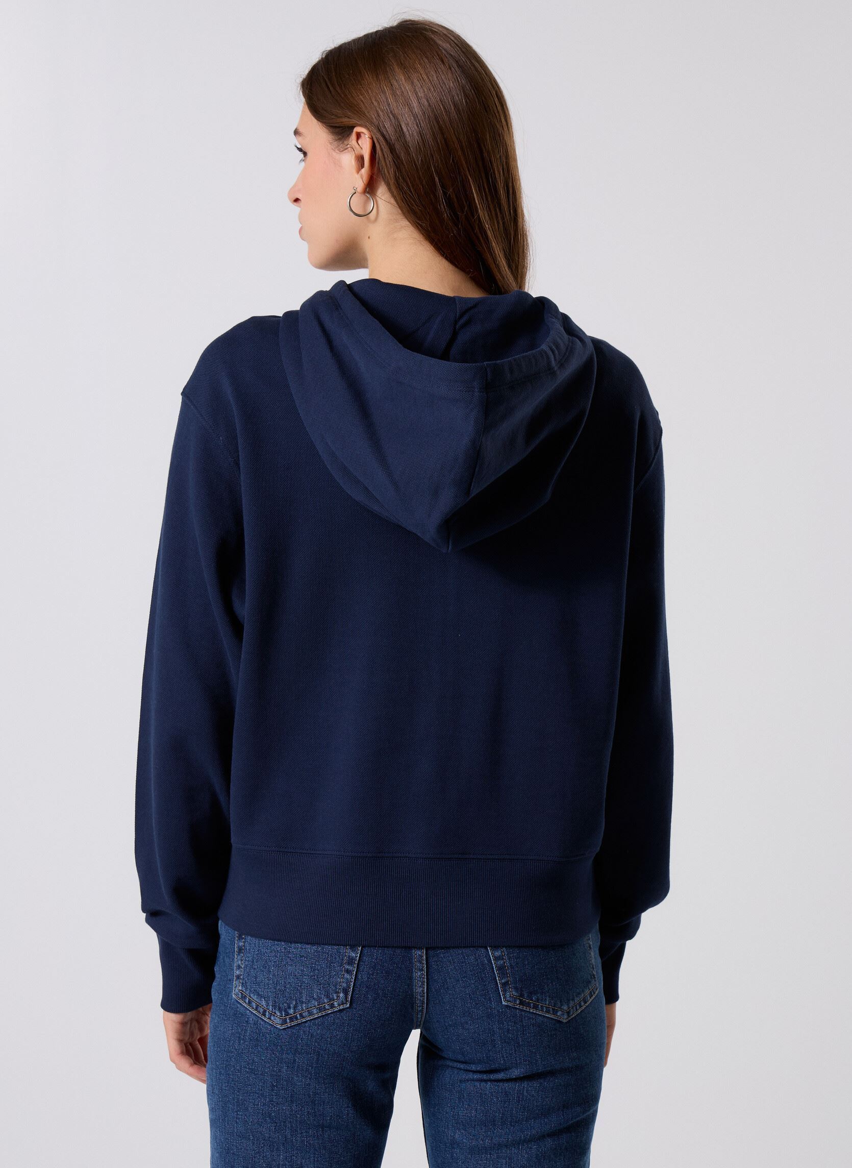 Sweats zippés Script Reg Pique Zip WW0WW45742C1G femme bleu Tommy Hilfiger Sweats zippés Script Reg Pique Zip WW0WW45742C1G femme bleu DARK NIGHT NAVY