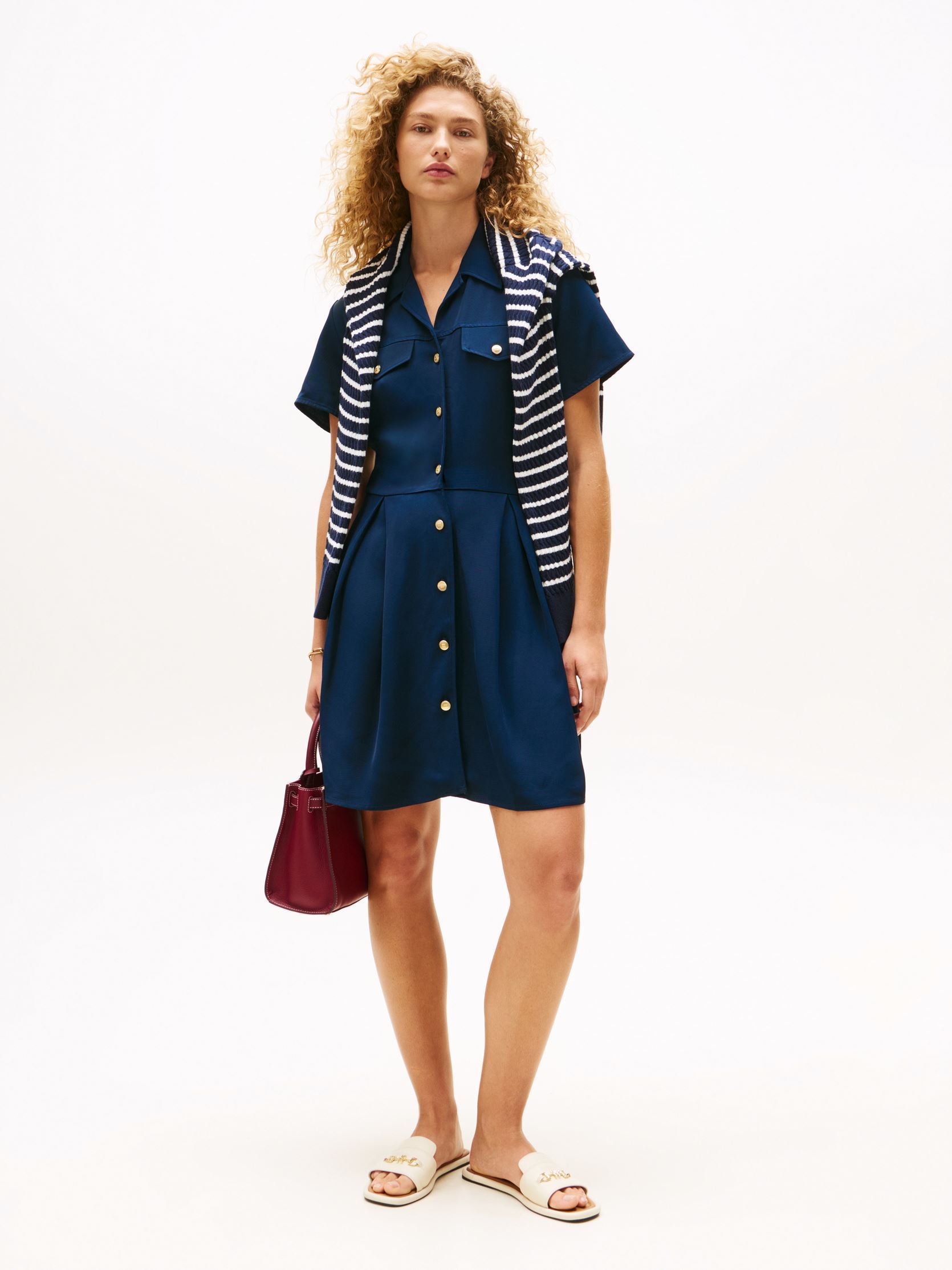 Robes Vsis Twill S/S F&F Mi WW0WW45819C1G femme bleu Tommy Hilfiger Robes Vsis Twill S/S F&F Mi WW0WW45819C1G femme bleu DARK NIGHT NAVY