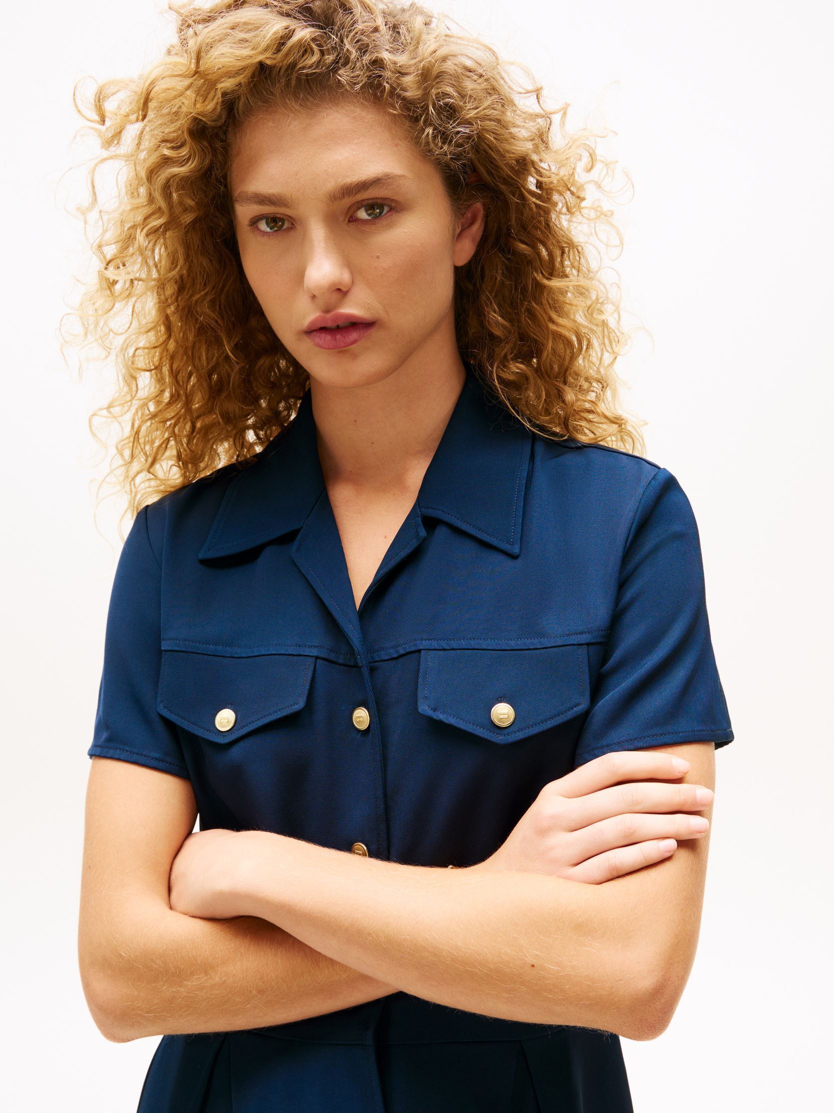 Robes Vsis Twill S/S F&F Mi WW0WW45819C1G femme bleu Tommy Hilfiger Robes Vsis Twill S/S F&F Mi WW0WW45819C1G femme bleu DARK NIGHT NAVY
