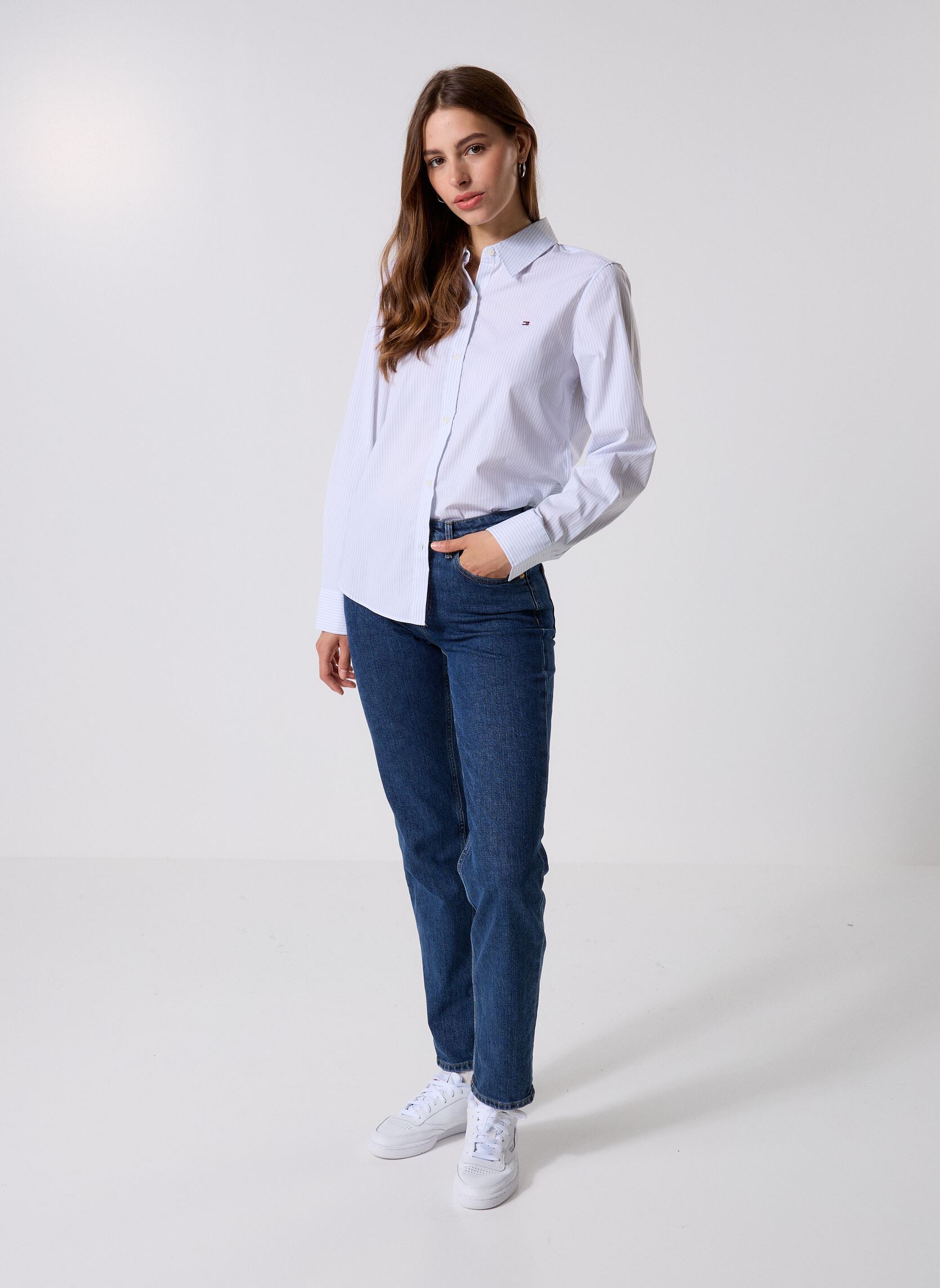 Langarm-Hemden Ess Poplin Regular S WW0WW471690Y6 damen blau Tommy Hilfiger Langarm-Hemden Ess Poplin Regular S WW0WW471690Y6 damen blau CLASSIC ITHAKA STP BREEZY BLUE