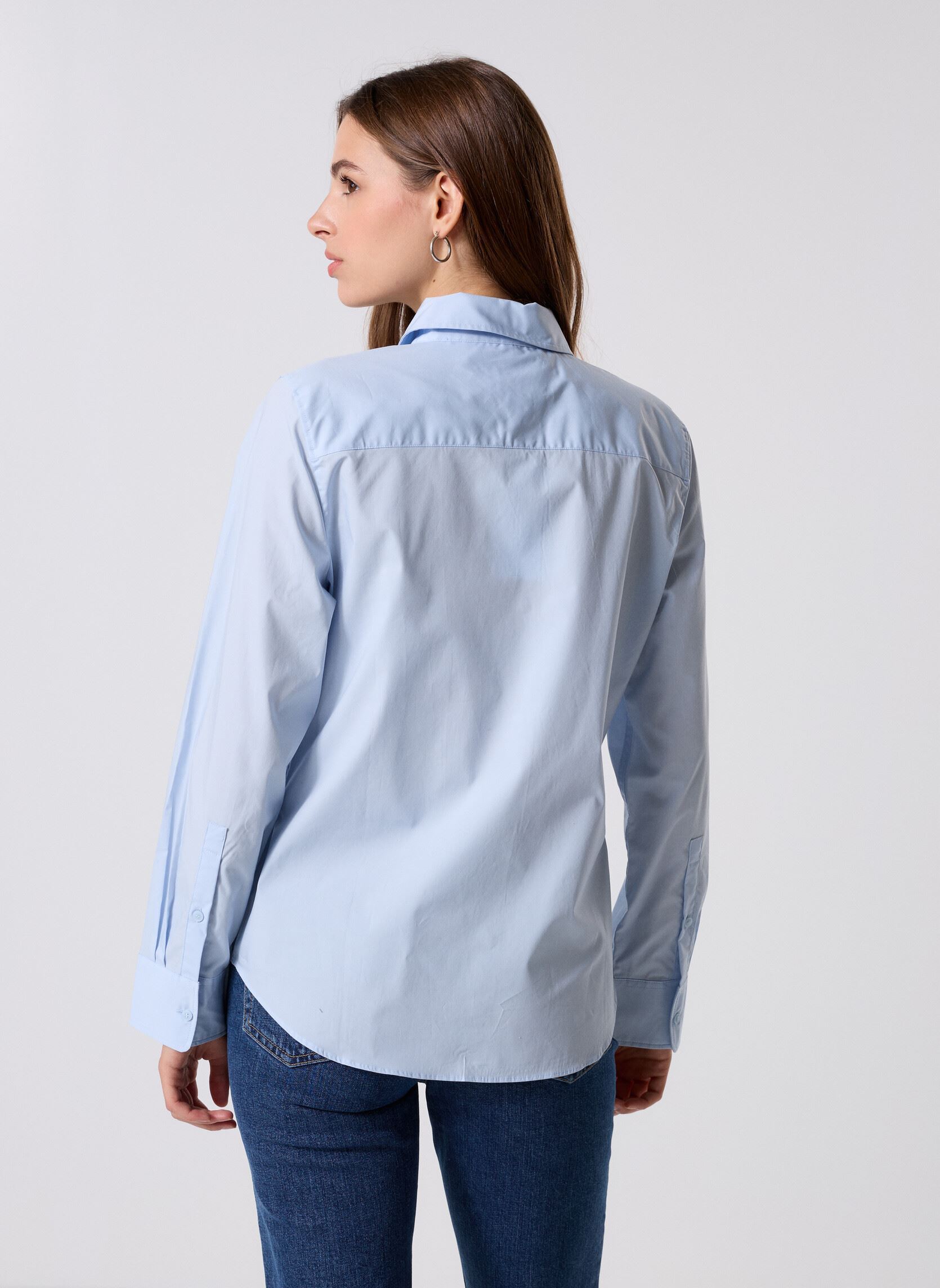 Langarm-Hemden Ess Poplin Regular S WW0WW47169C1O damen blau Tommy Hilfiger Langarm-Hemden Ess Poplin Regular S WW0WW47169C1O damen blau BREEZY BLUE