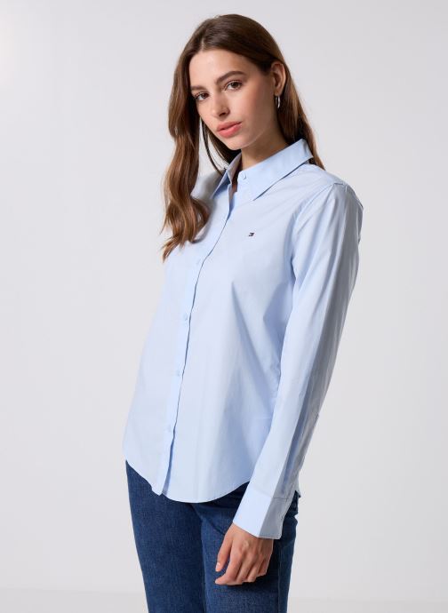 Tommy Hilfiger Chemises manches longues Ess Poplin Regular S WW0WW47169C1O femme bleu