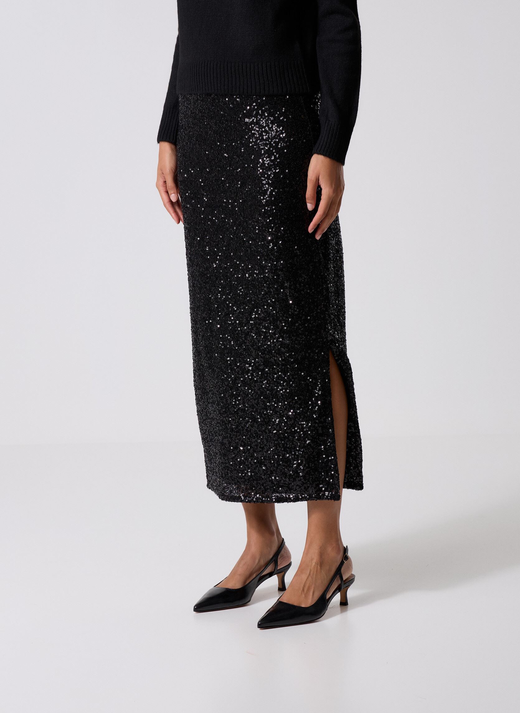 Jupes mi-longues JESEQUIN fête femme noir MADE BY Jupes mi-longues JESEQUIN fête femme noir JET BLACK