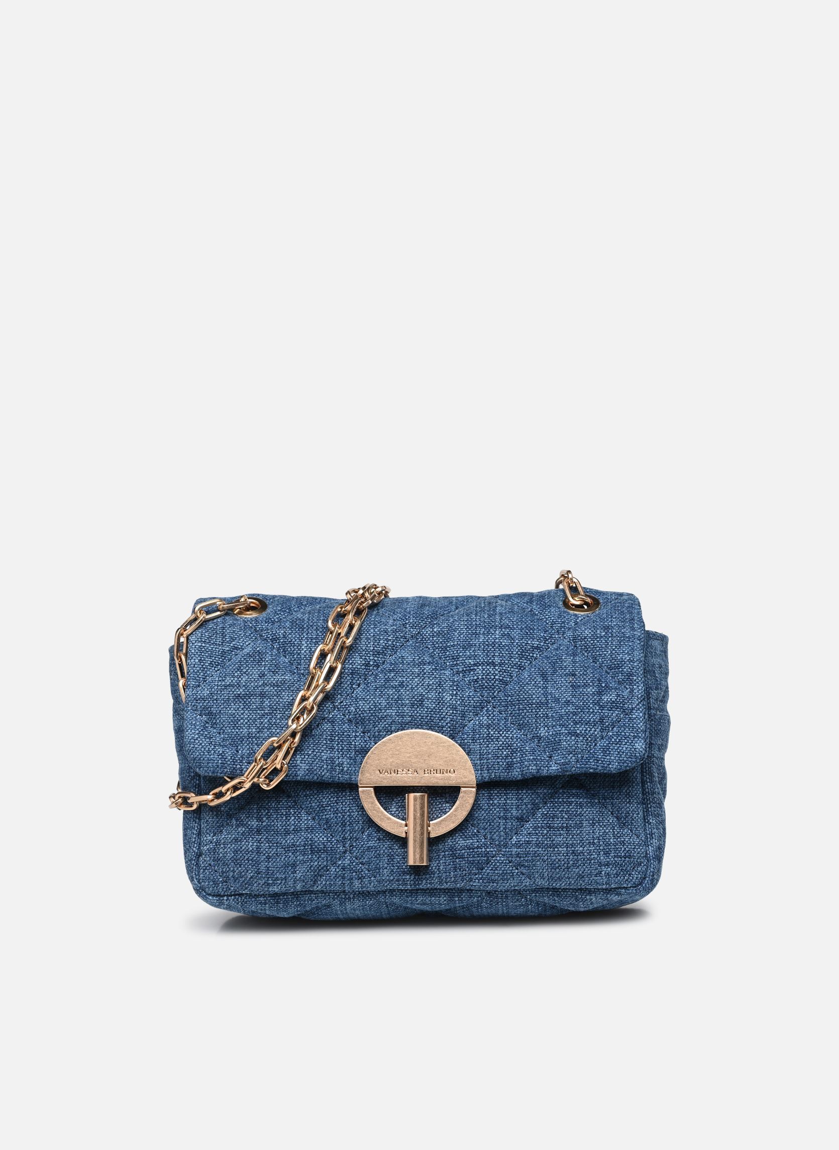 Sacs bandoulière Moon Moyen Lin femme bleu Vanessa Bruno Sacs bandoulière Moon Moyen Lin femme bleu INDIGO