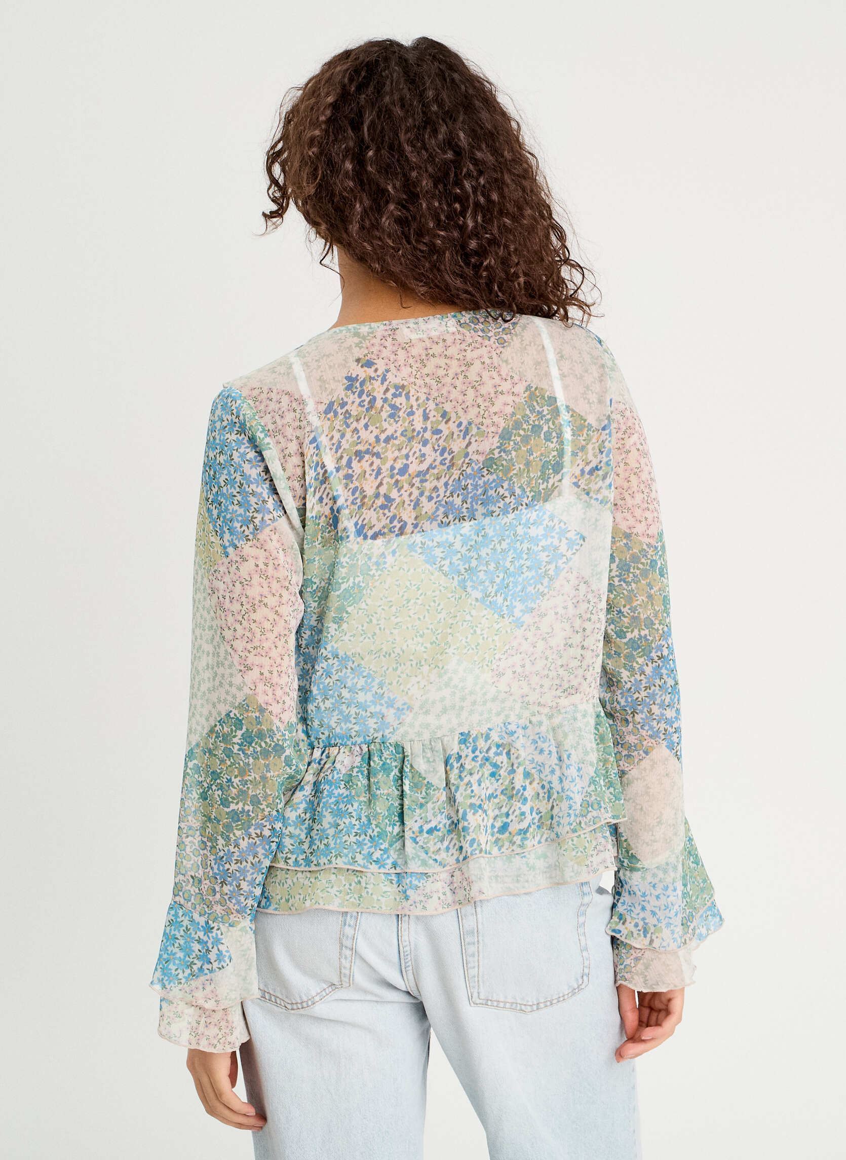 Blouses manches longues BLOUVOLVOLE femme bleu Cache Cache Blouses manches longues BLOUVOLVOLE femme bleu PAT-FLROMANCE-B