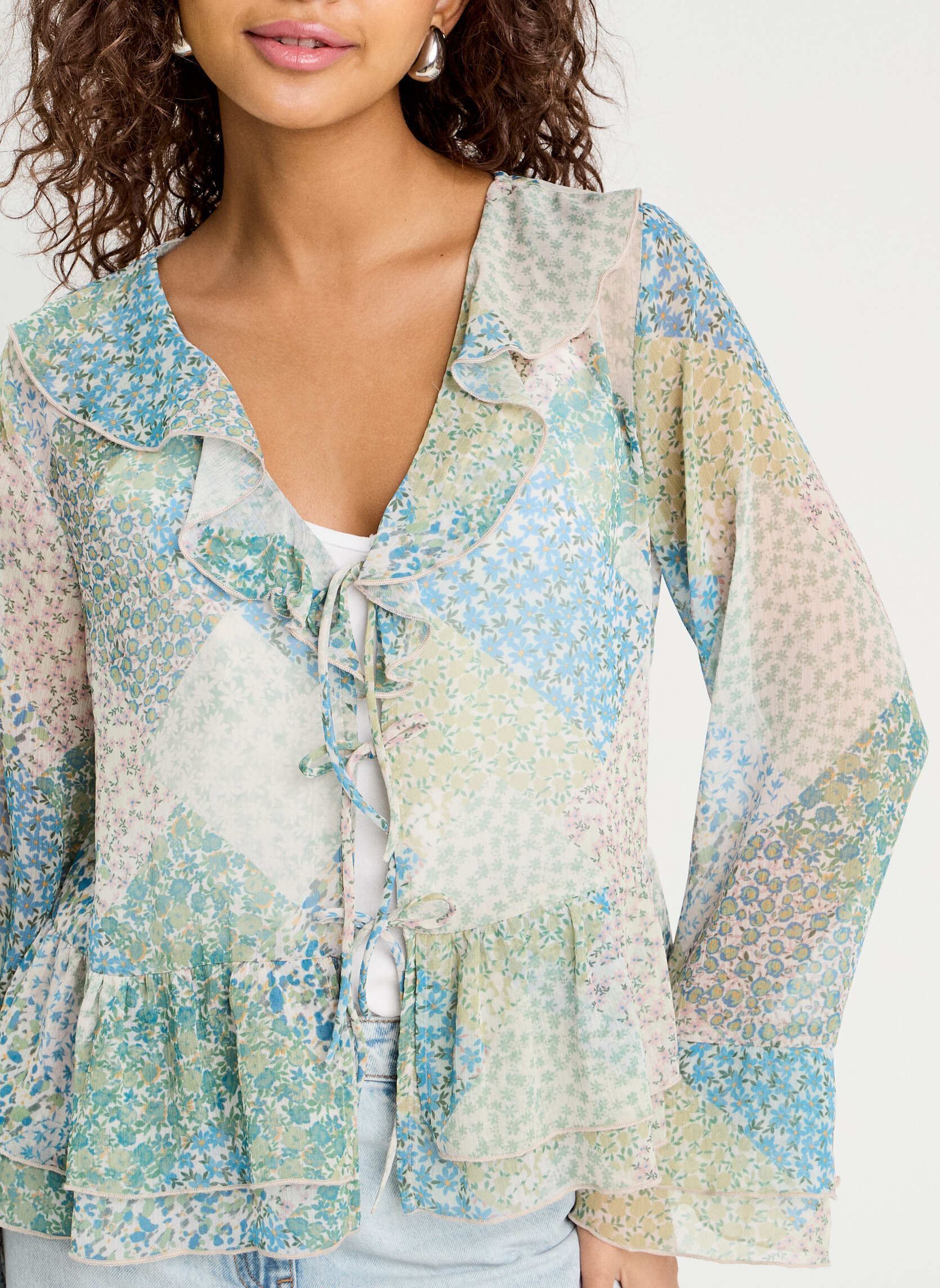 Blouses manches longues BLOUVOLVOLE femme bleu Cache Cache Blouses manches longues BLOUVOLVOLE femme bleu PAT-FLROMANCE-B