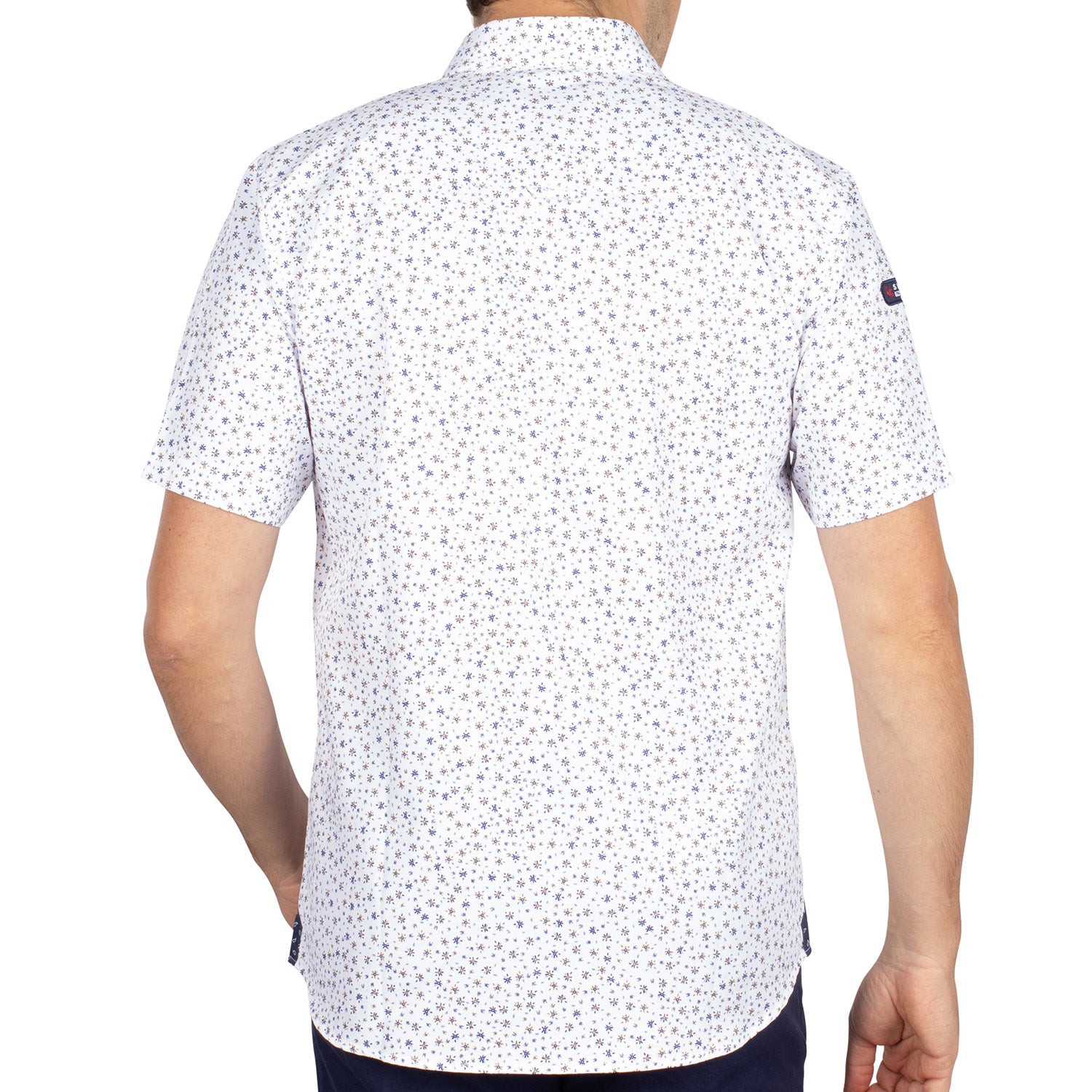 Chemise en coton et lin à manches courtes en Écru