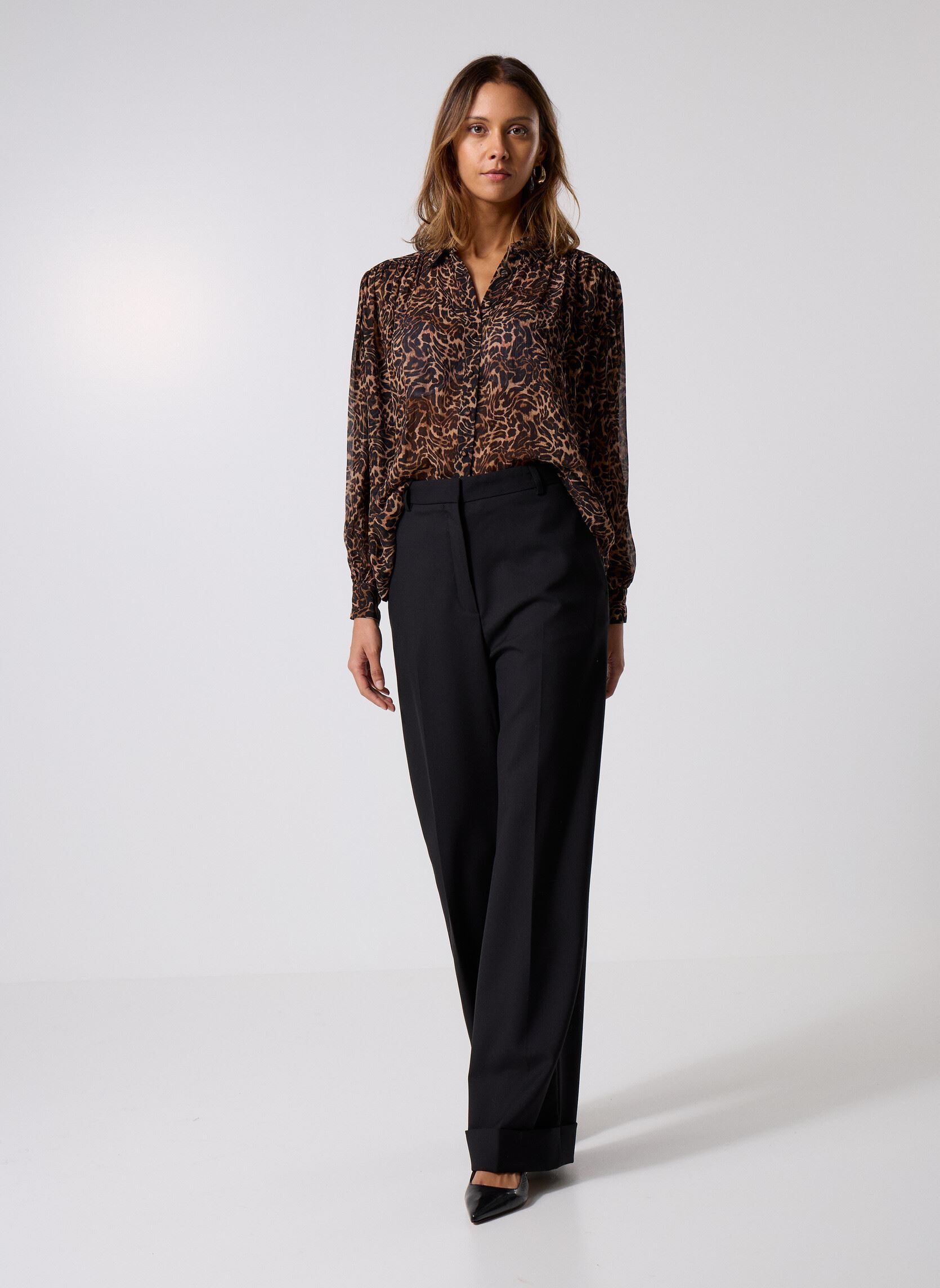 Pantalons droit FPAN31053K femme noir The Kooples Pantalons droit FPAN31053K femme noir BLA01