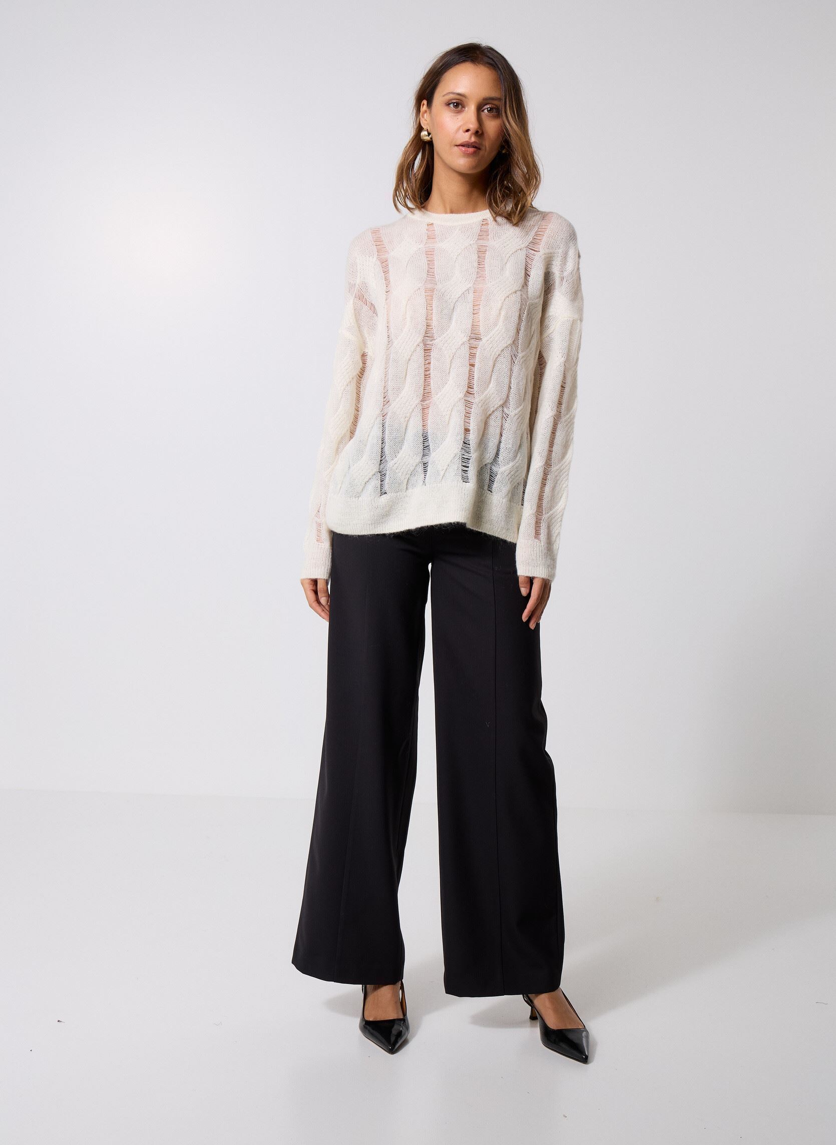 Pantalons droit FPAN31151K femme noir The Kooples Pantalons droit FPAN31151K femme noir BLA01