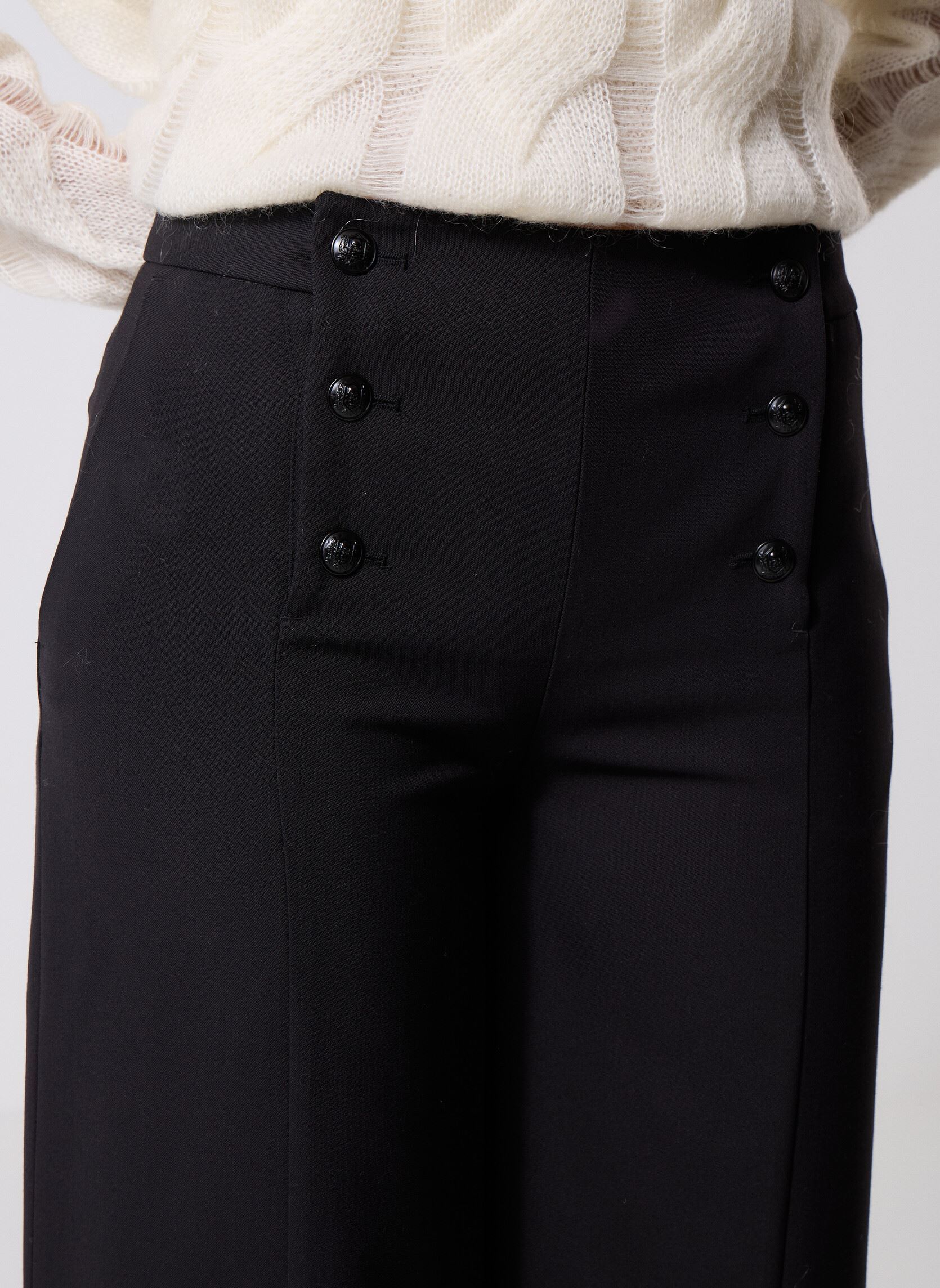 Pantalons droit FPAN31151K femme noir The Kooples Pantalons droit FPAN31151K femme noir BLA01