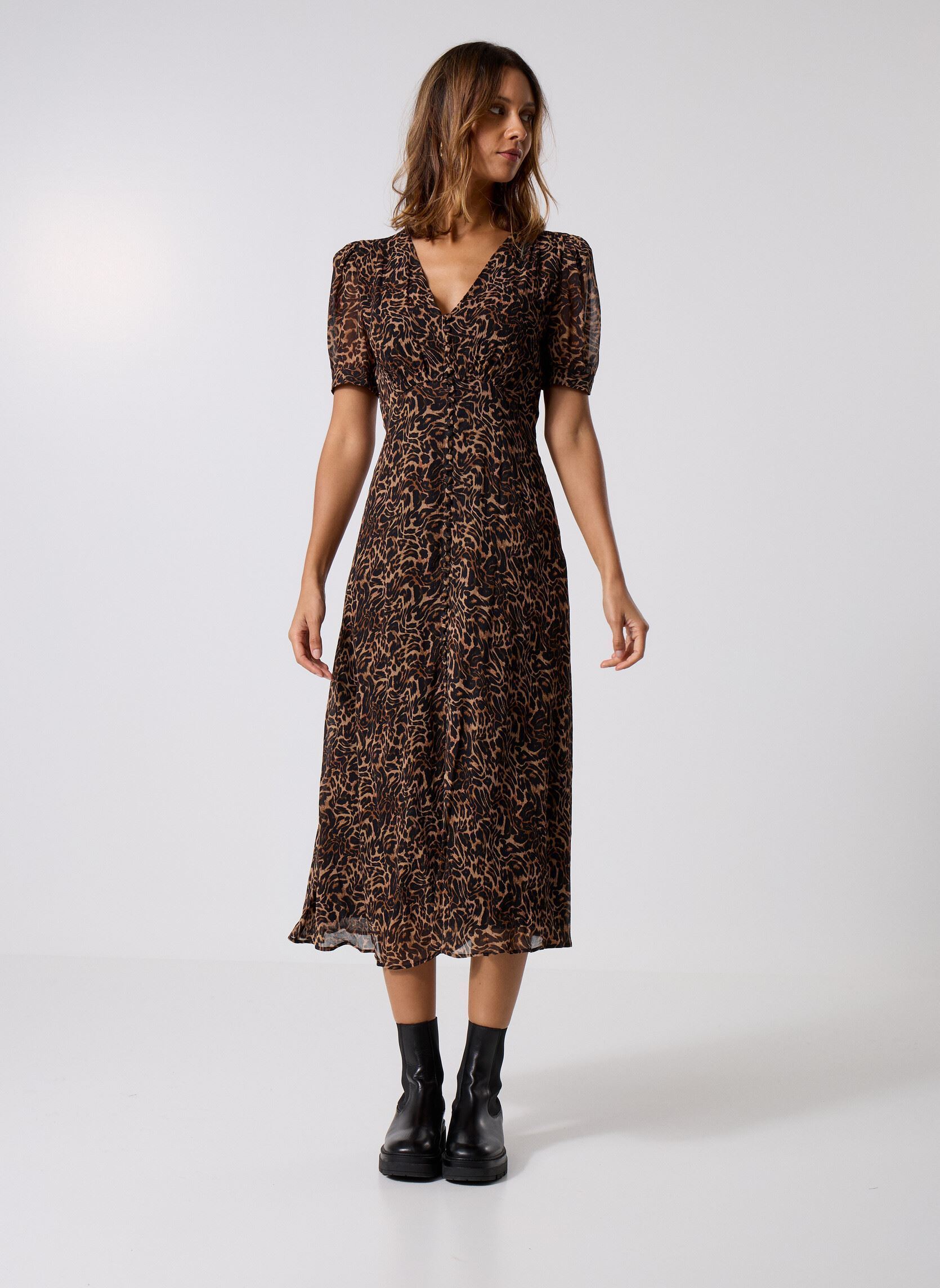 Kleider FROB31093K damen braun The Kooples Kleider FROB31093K damen braun LEO01