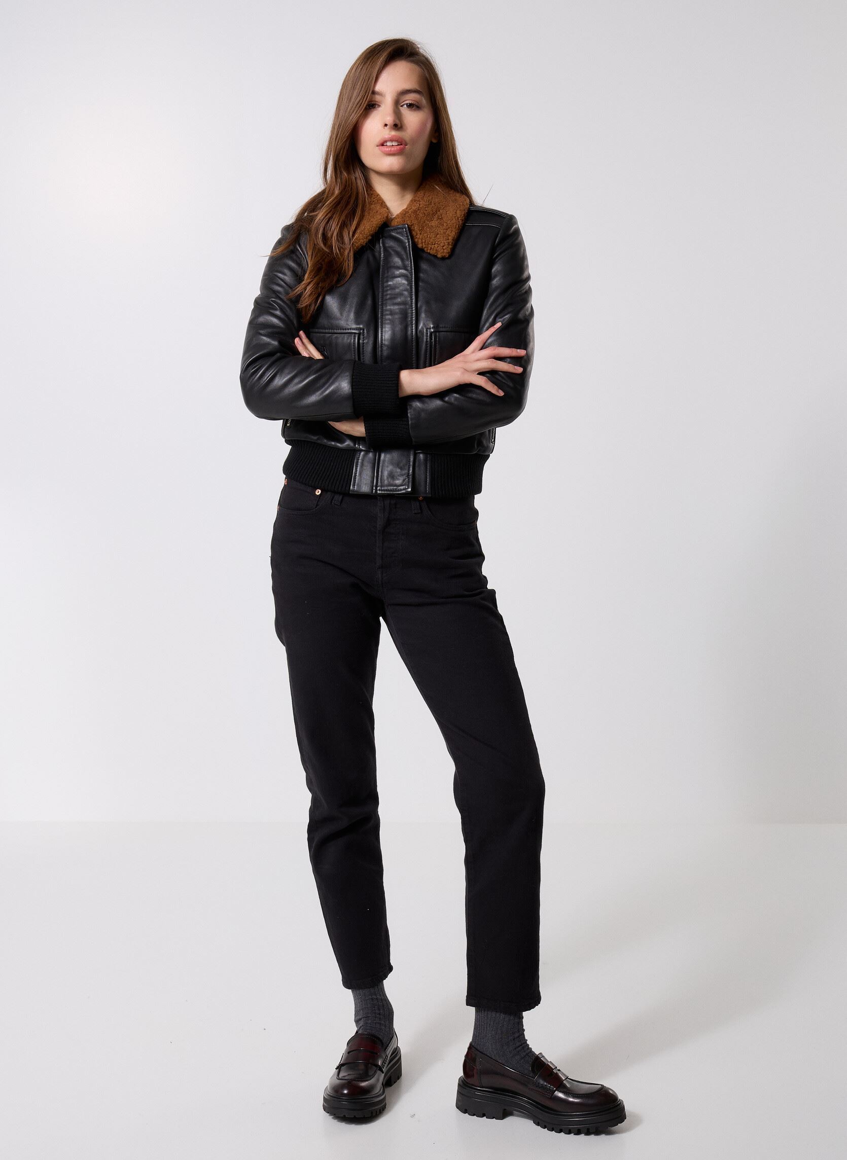 Lederjacken FCUI31011K damen schwarz The Kooples Lederjacken FCUI31011K damen schwarz BLA01